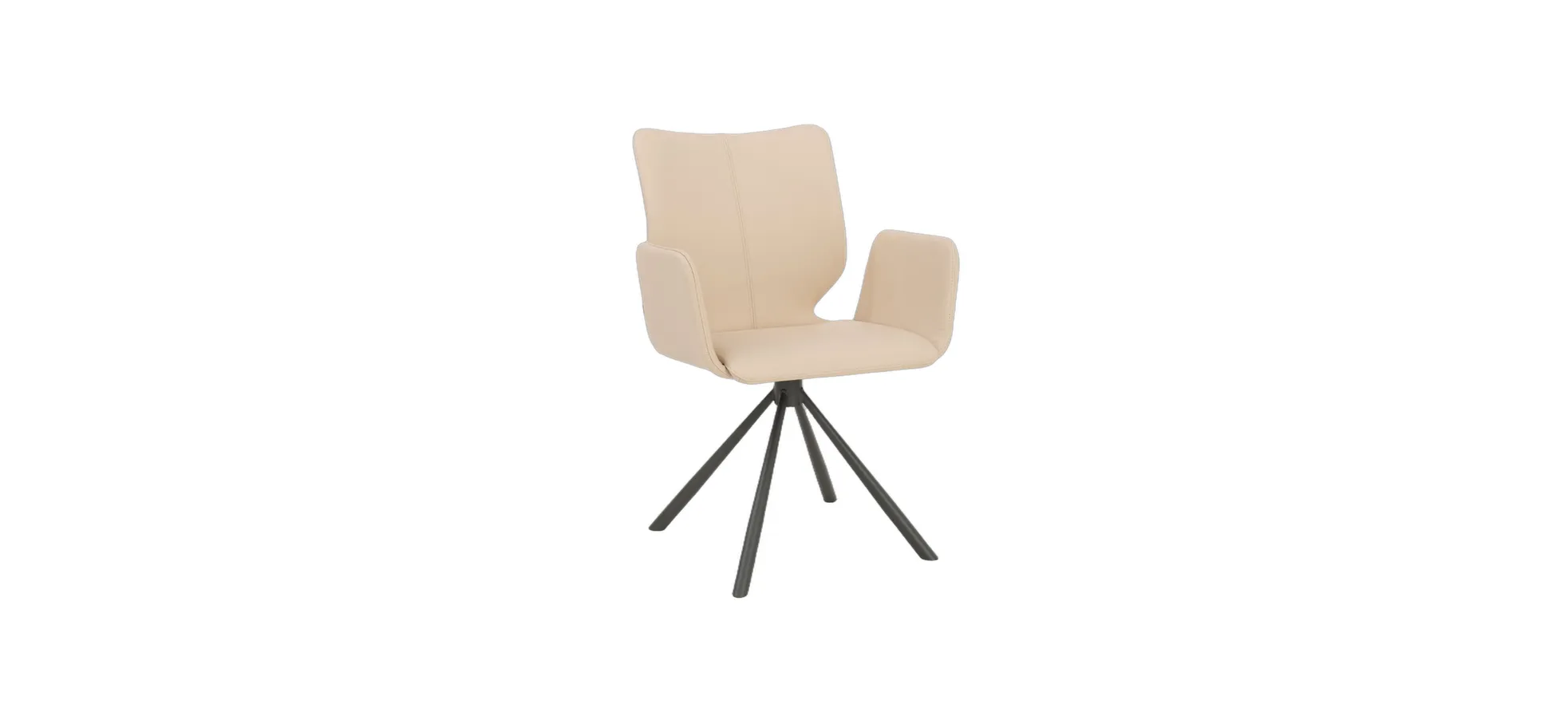 Armlehnstuhl Cupi - Stativ, Leder, Beige 1449165