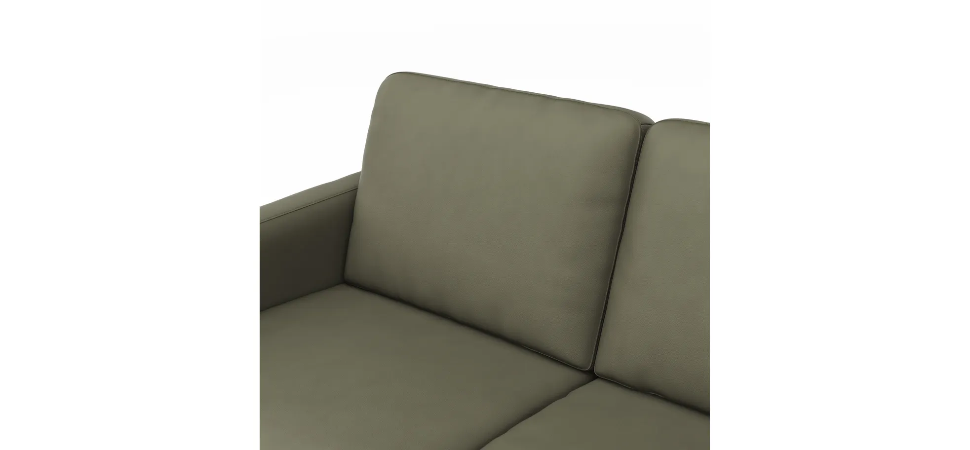 Sofa Enna - 2,5-Sitzer, Armlehne A, Leder, Olive, Kufe, Schwarz