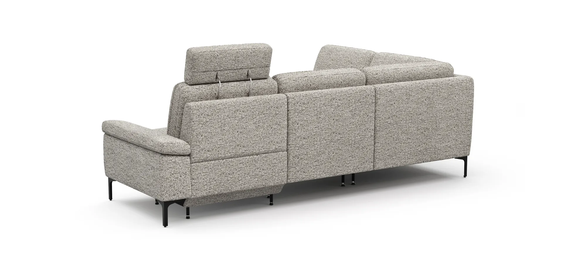 Ecksofa Matero - Ecke mit 2-Sitzer rechts inkl. Relaxfunktion motorisch und Sitzvorzug, Stoff, Graubeige
