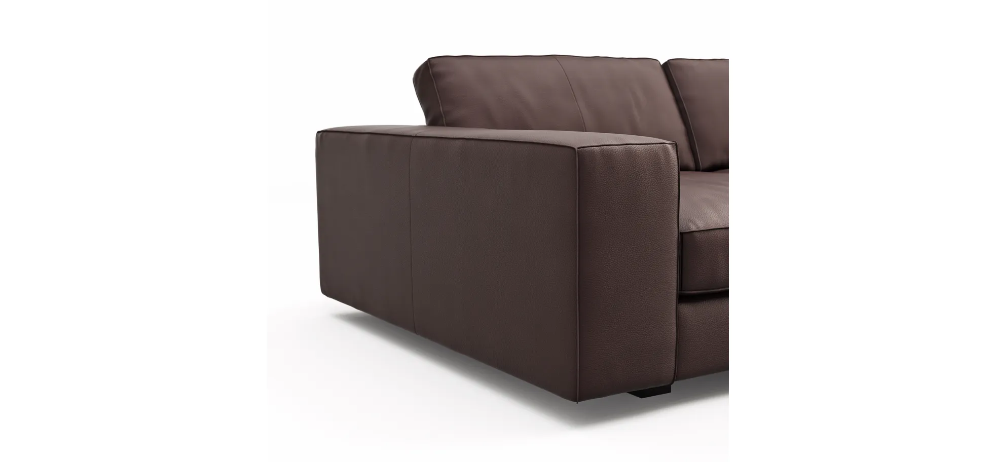 Sofa Aprino 1 - 3,5-Sitzer XXL, Dickleder, Dunkelbraun, Armlehne Block breit