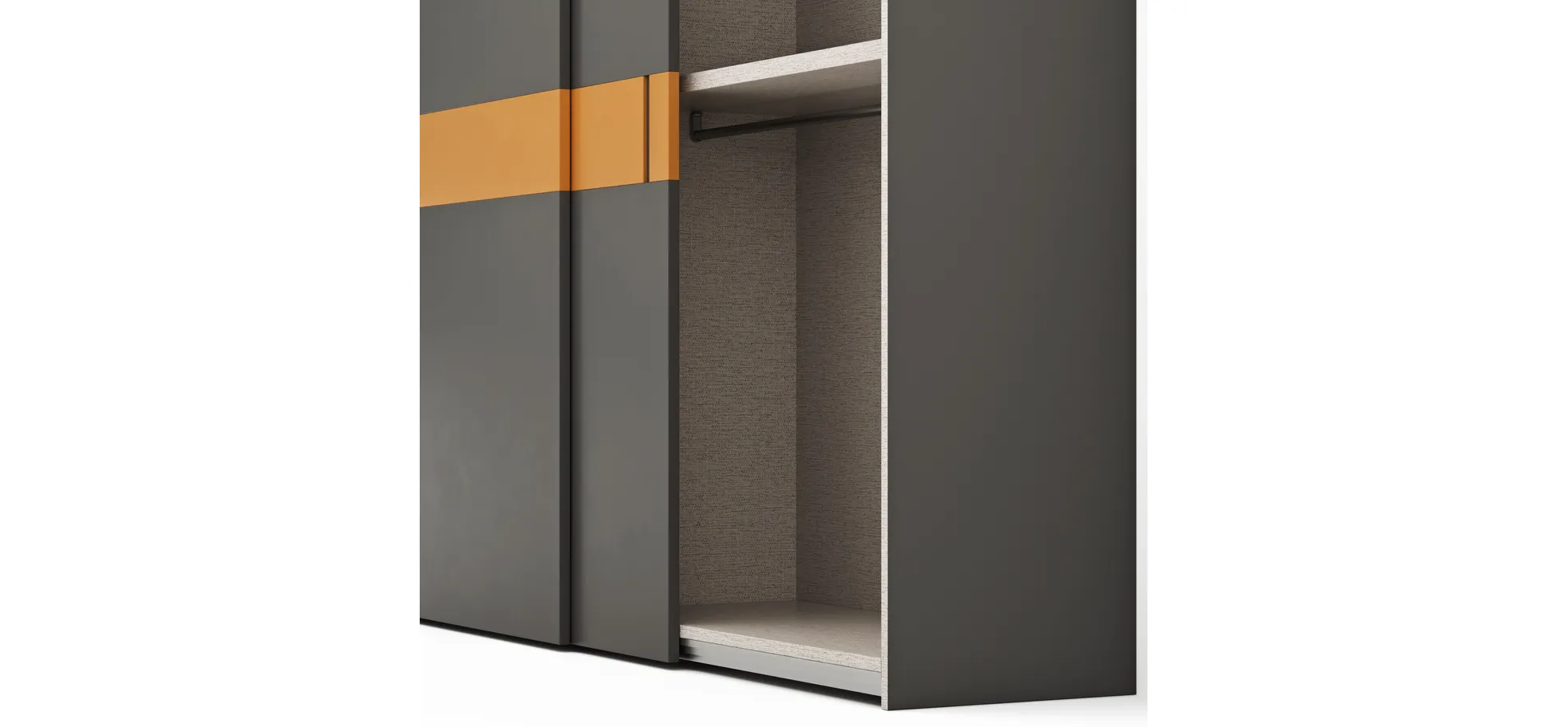 Schiebetürenschrank Loretto - B ca. 280 cm, Lack matt, Dunkelgrau
