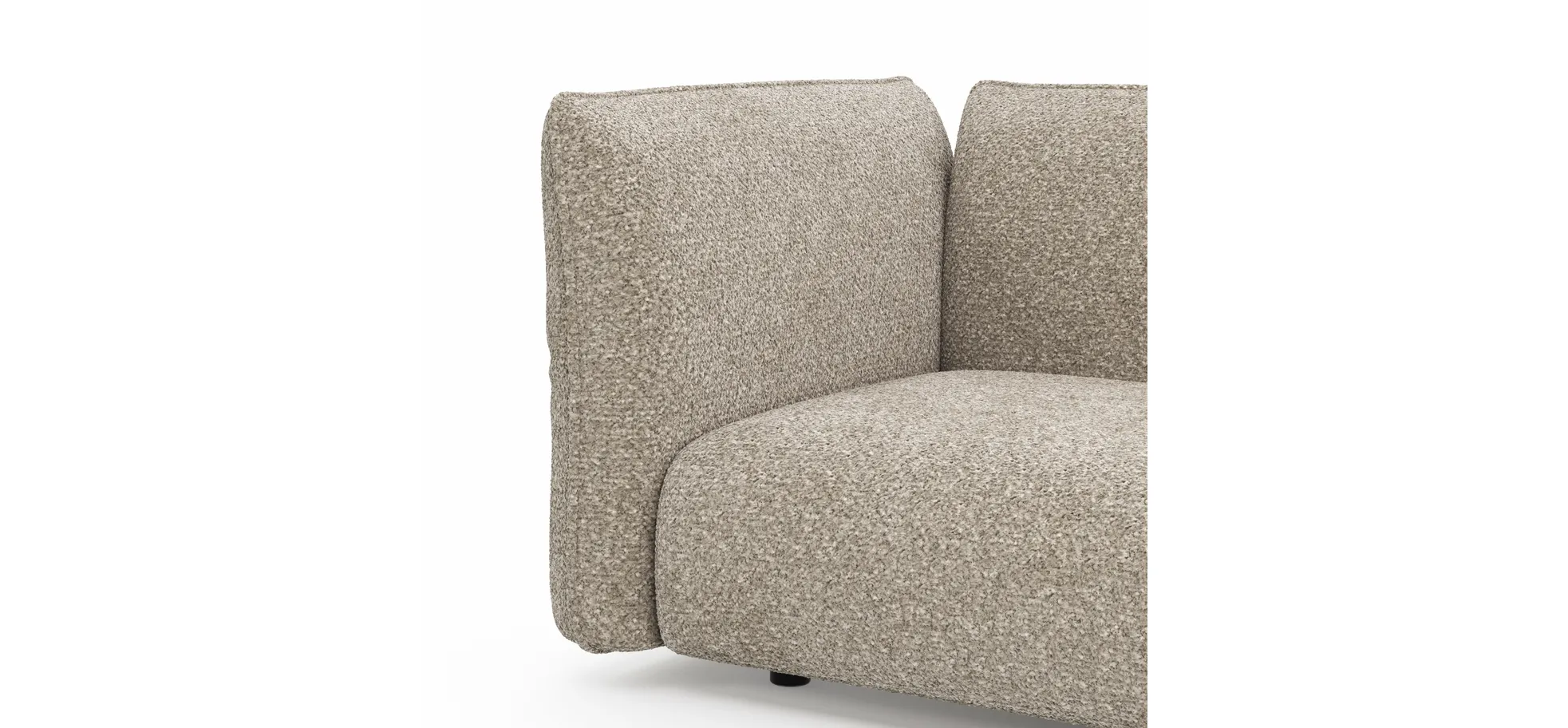 Trapezsofa Motone - 2-Sitzer mit Ecke rechts, Stoff, Beige