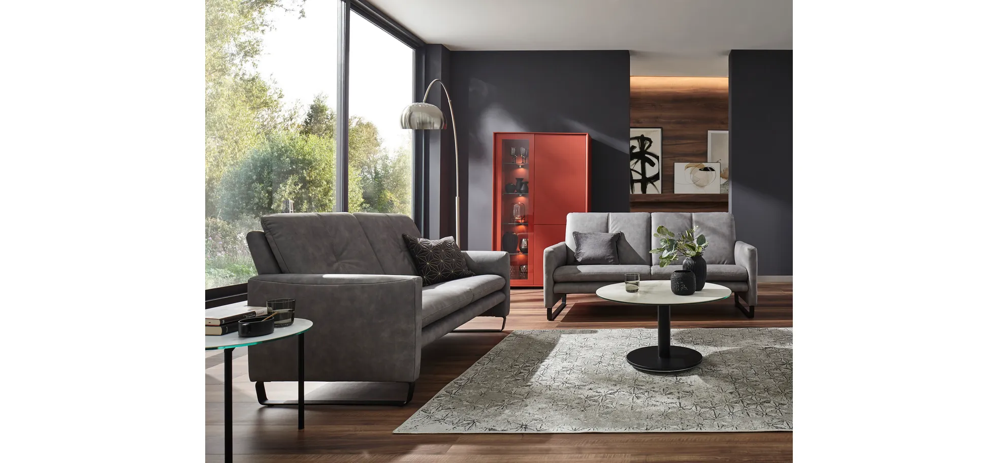 Sofa Tenero - 2-Sitzer, Stoff, Grau