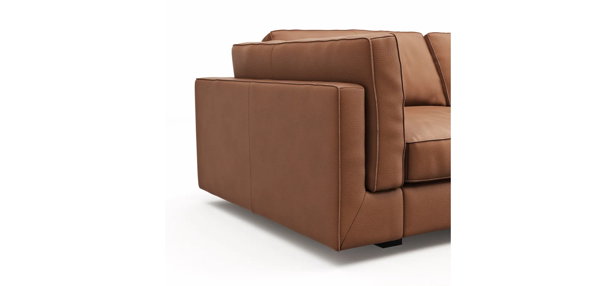 Sofa Aprino 3 - 3,5-Sitzer XL, Dickleder, Cognac, Armlehne Kissen