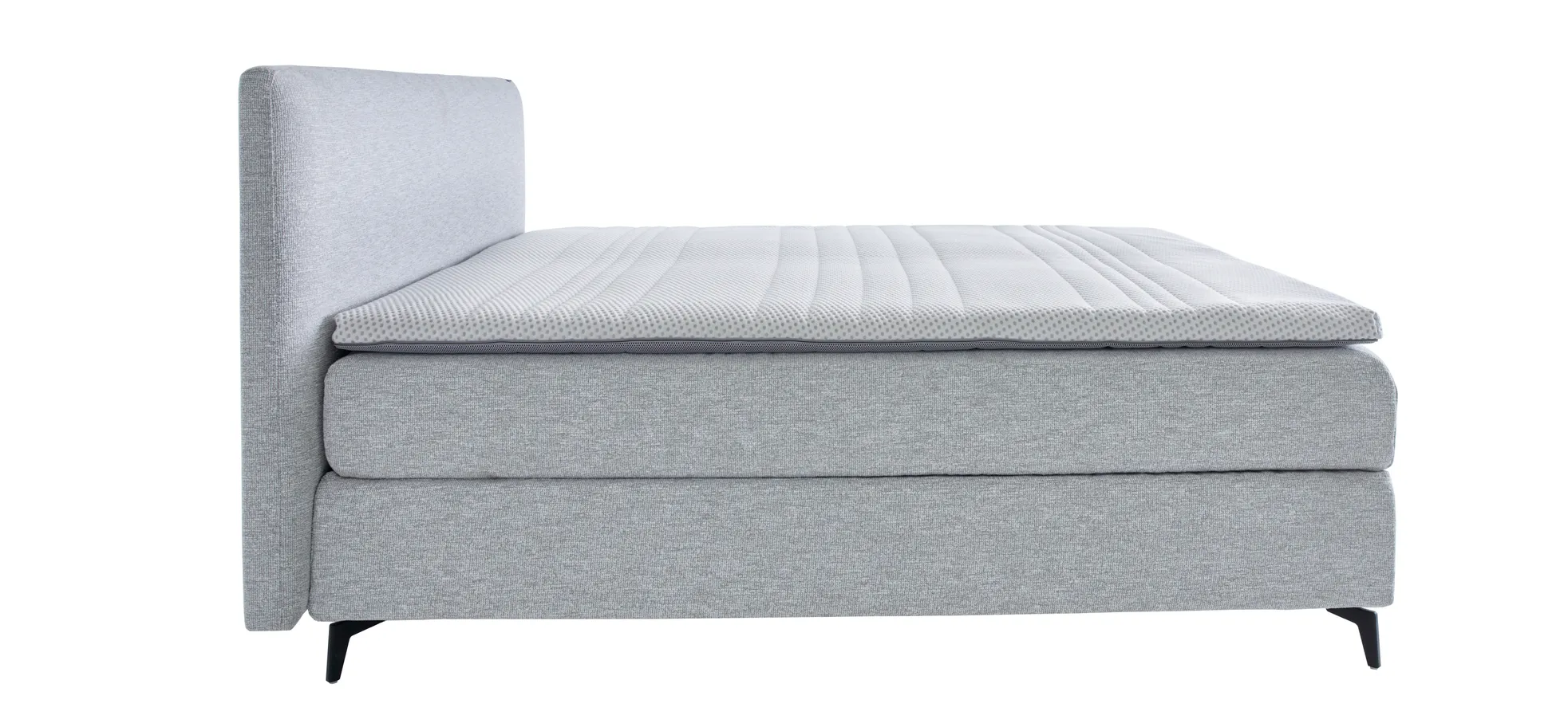 Boxspringbett Delia - Liegefläche ca. 180x200 cm, Stoff, Ecru