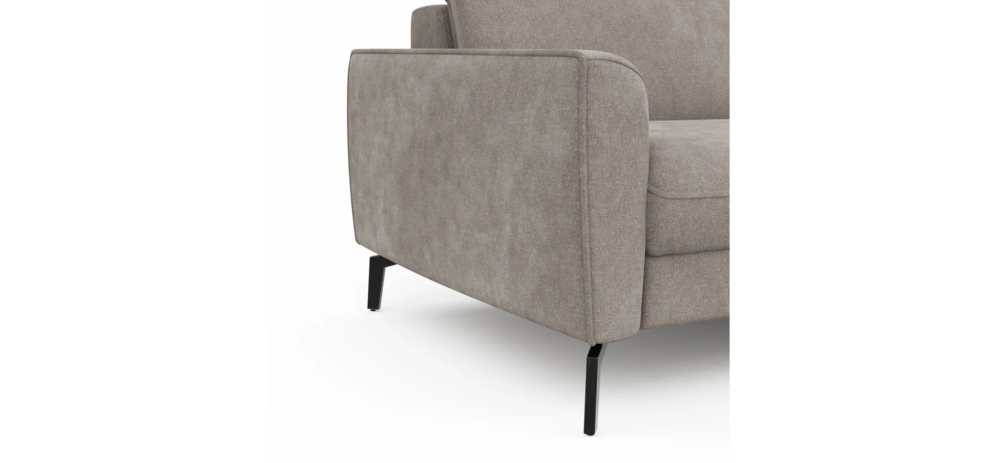 Ecksofa Avela - 2,5-Sitzer mit Longchair rechts inkl. Kopfteile verstellbar, Stoff, Bisquit