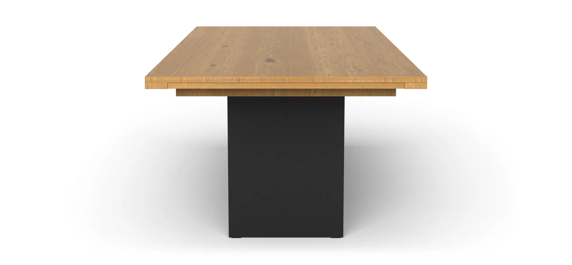 Esstisch 3100 - LB ca. 220x100 cm, ausziehbar,  Asteiche massiv, Geölt, Wange Rohstahl, Schwarz
