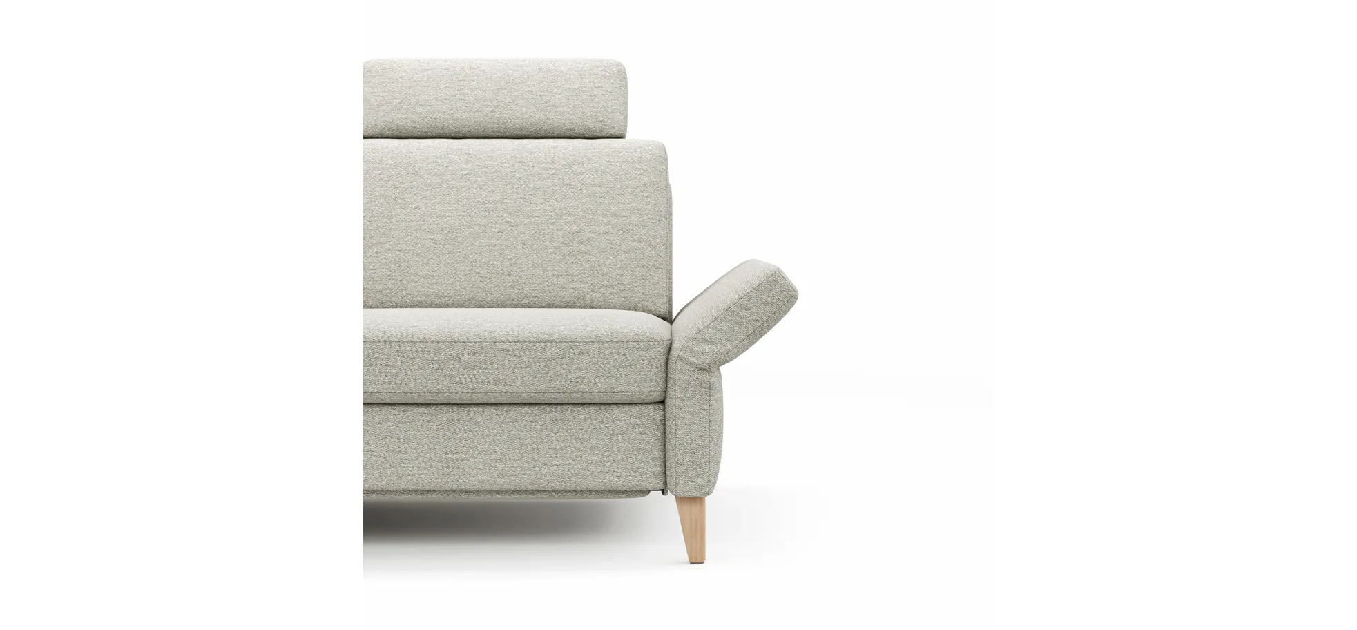 Ecksofa Arima - Longchair links mit 2,5-Sitzer inkl. Relaxfunktion und Sitzvorzug (motorisch), Stoff, Creme