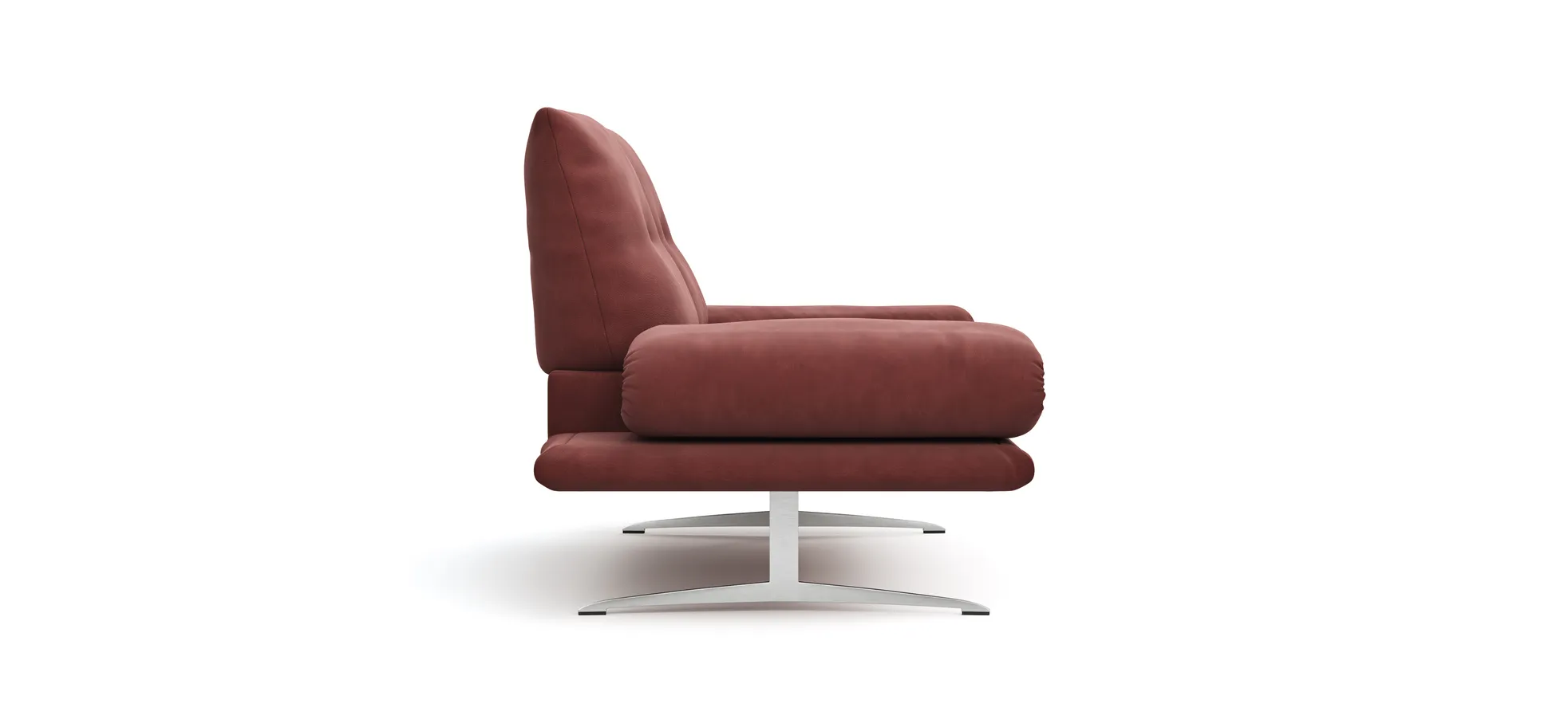 Sofa Lucero - 2,5-Sitzer inkl. Rückenlehne/Armlehne/Sitztiefe verstellbar und drehbares Sitzelement, Leder, Weinrot