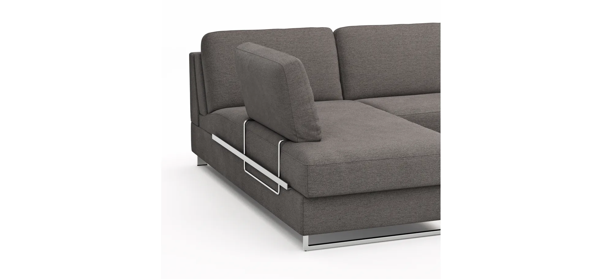 Ecksofa Nuoro - Longchair links mit 2-Sitzer inkl. Schlaffunktion und Bettkasten, Stoff, Grau