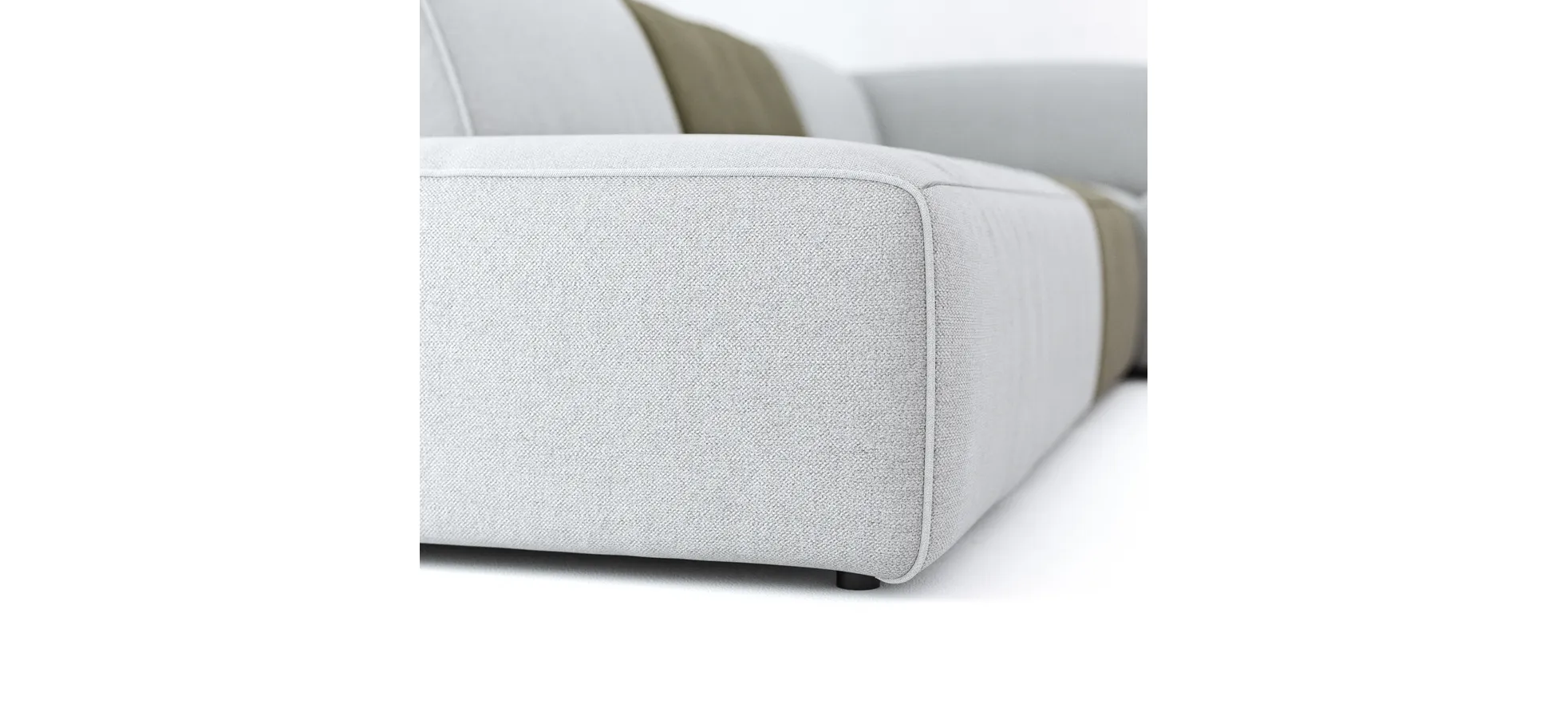 Ecksofa Elementos - Abschlusselement mit 1-Sitzer und Ecke rechts, Stoff, Hellgrau