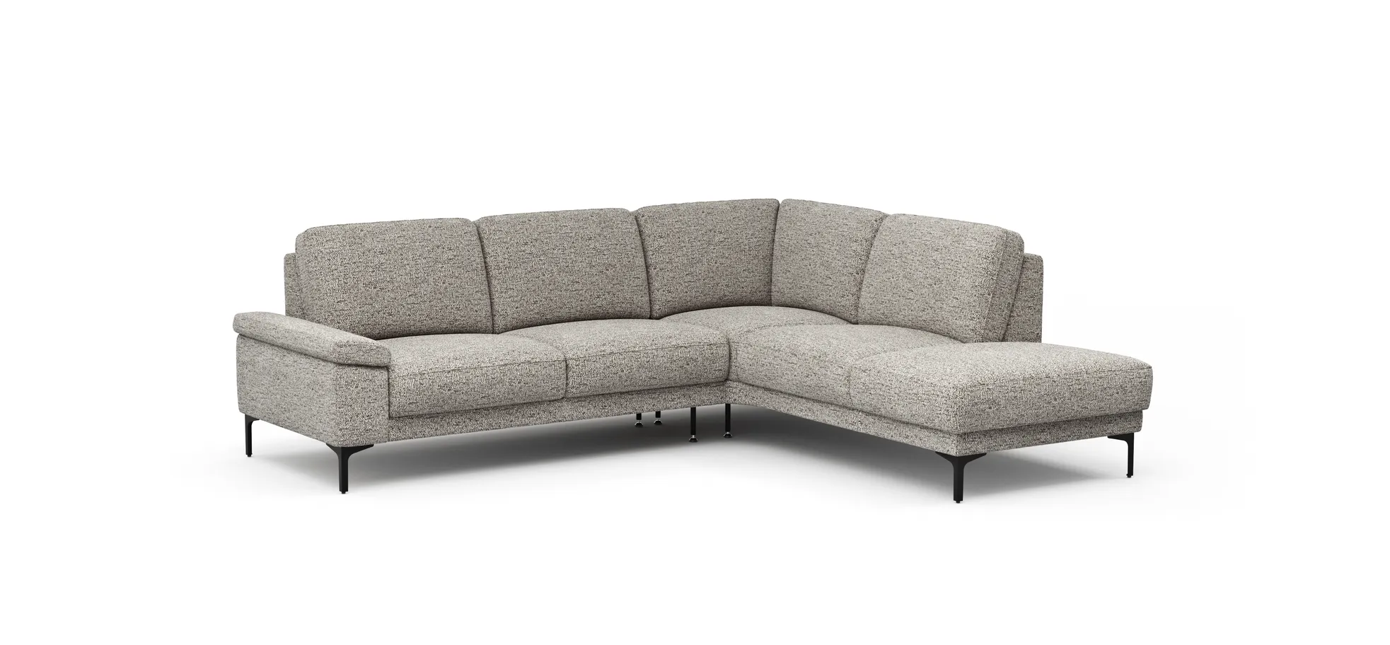 Ecksofa Matero - 2-Sitzer mit Ecke rechts, Stoff, Graubeige