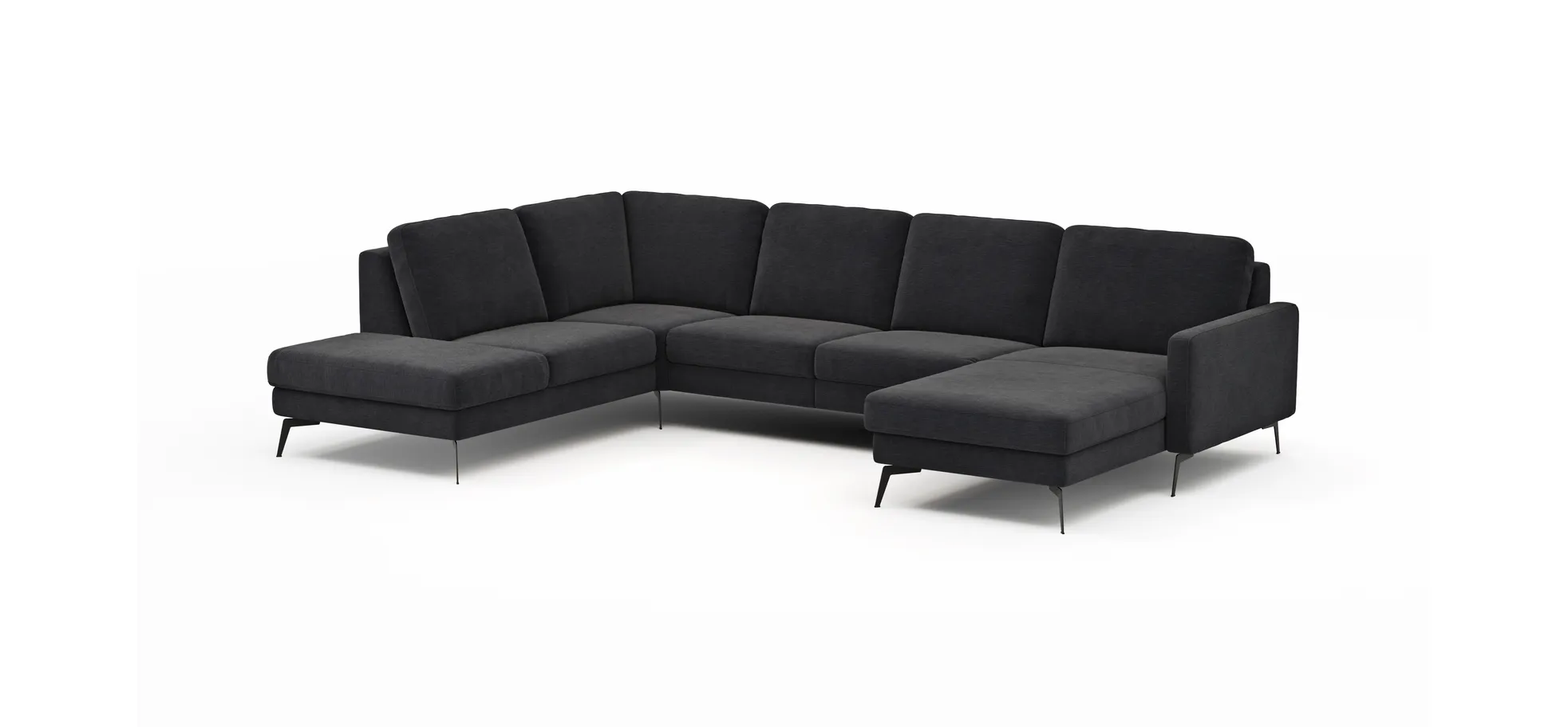 Wohnlandschaft Enna - Ecke links, 2,5-Sitzer, Longchair rechts, Stoff, Anthrazit