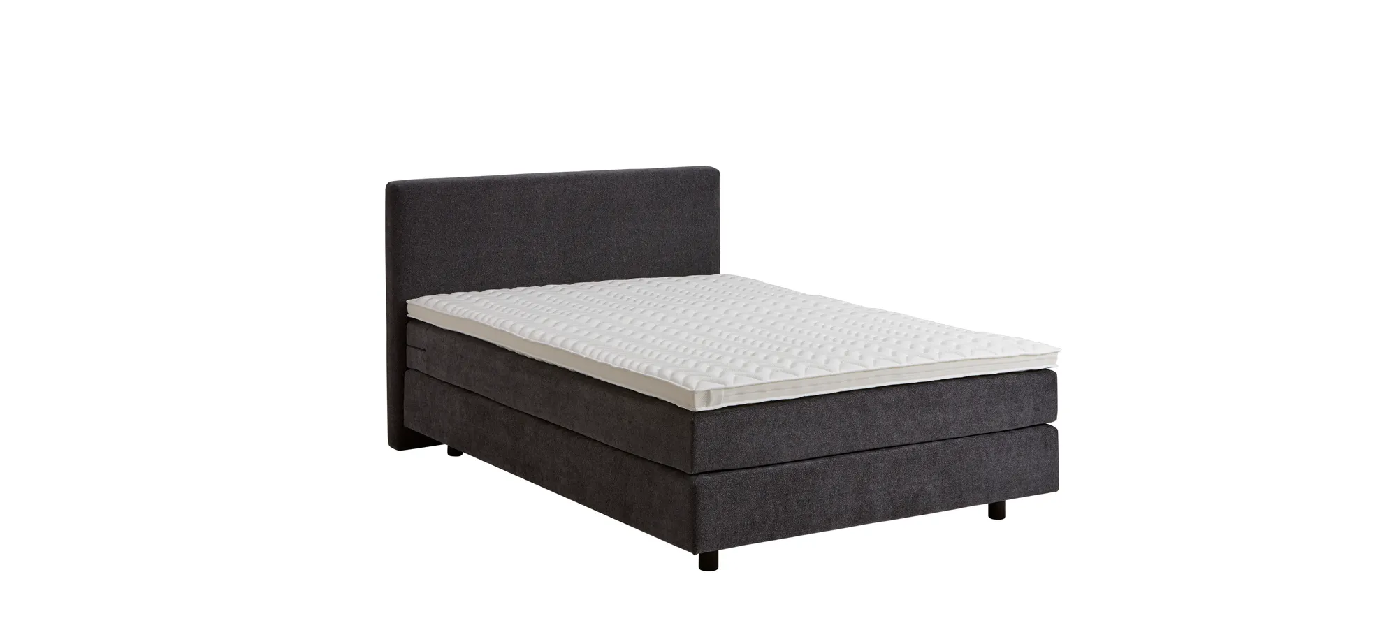 Boxspringbett Valencia - Liegefläche ca. 140x200 cm, Stoff, Anthrazit