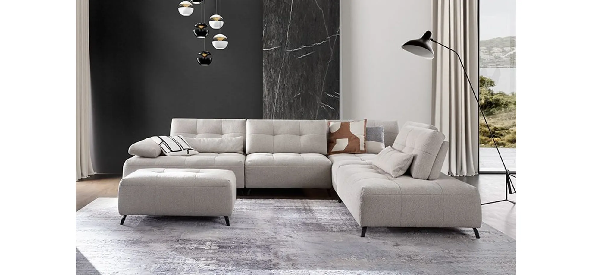 Hocker Comodo - Stoff, Pfirsich