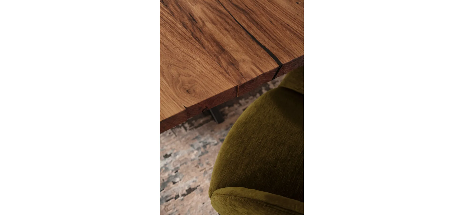 Esstisch Duna - LB ca. 260x100 cm, Wildeiche Massiv, Geölt, Sternengestell