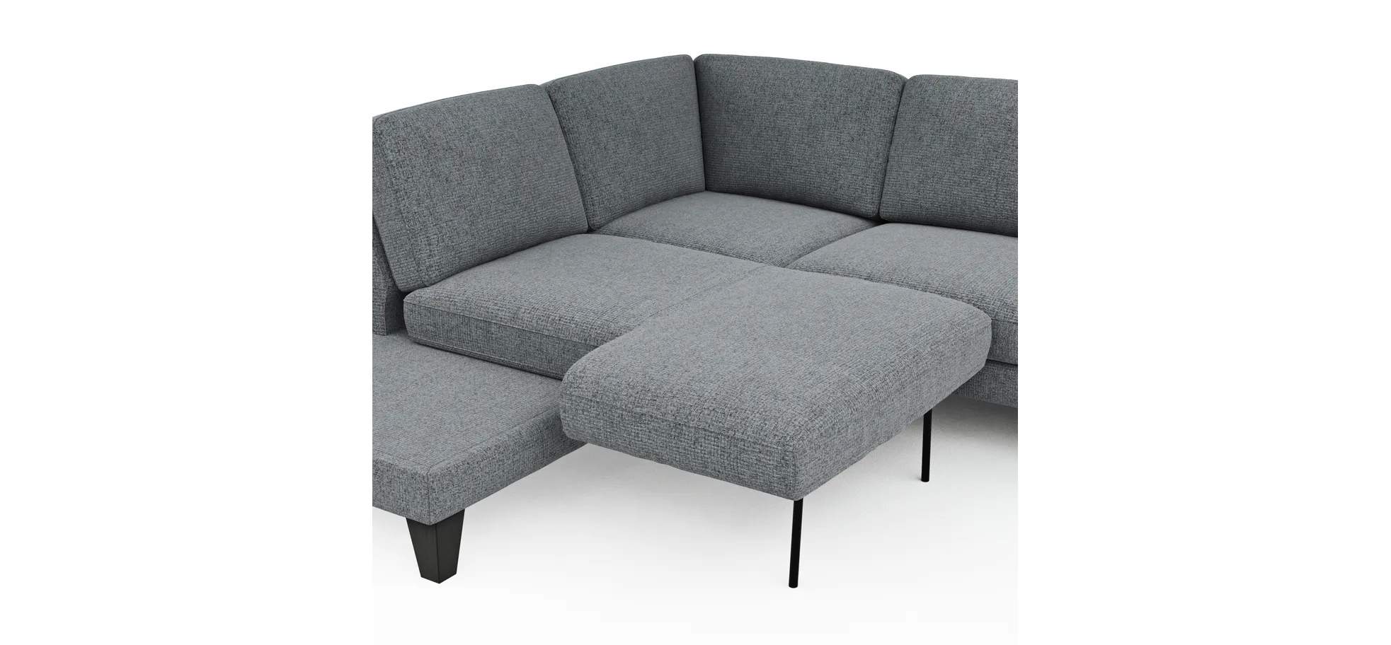 Ecksofa Oviedo - Ecke links mit 2,5-Sitzer inkl. Drehsitz, Stoff, Grau