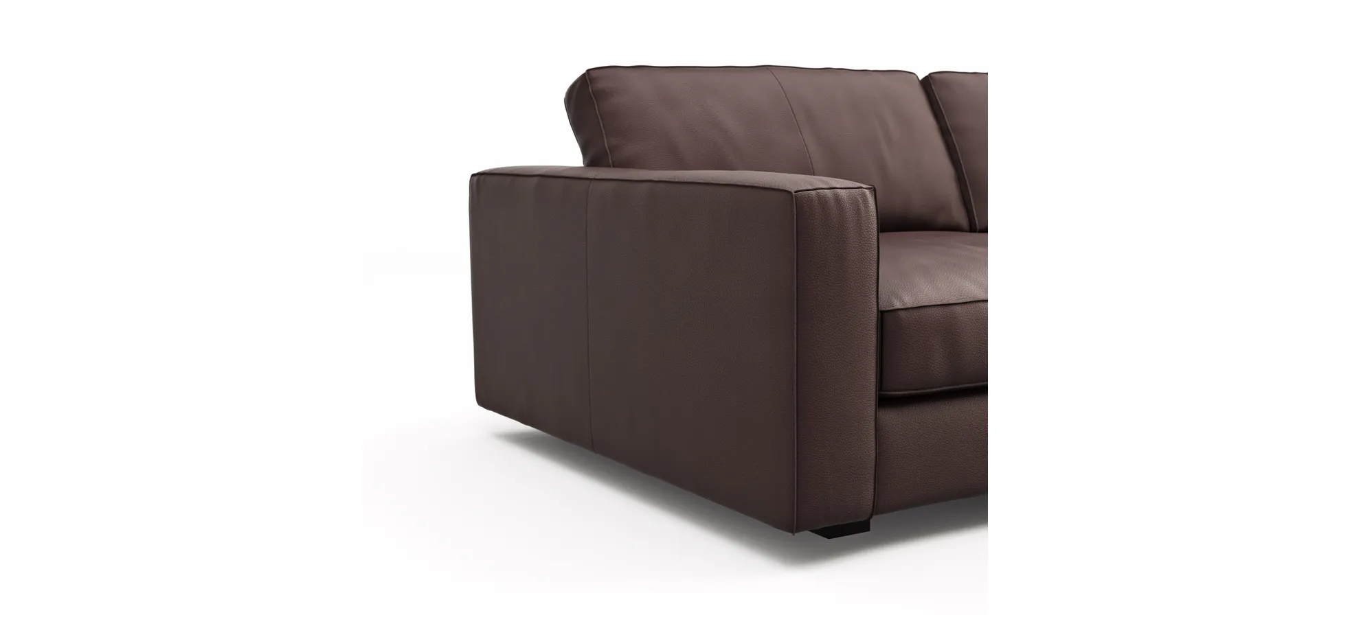 Sofa Aprino 2 - 3,5-Sitzer XL, Dickleder, Dunkelbraun, Armlehne Block schmal