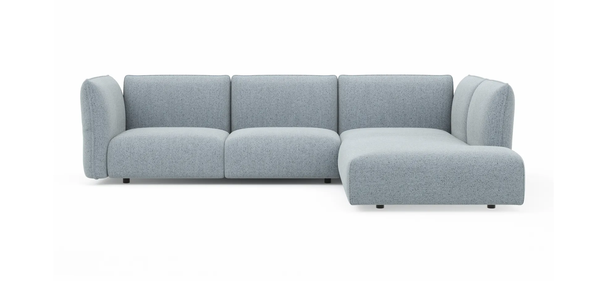 Ecksofa Motone - 2,5-Sitzer mit Ecke rechts, Stoff, Hellblau