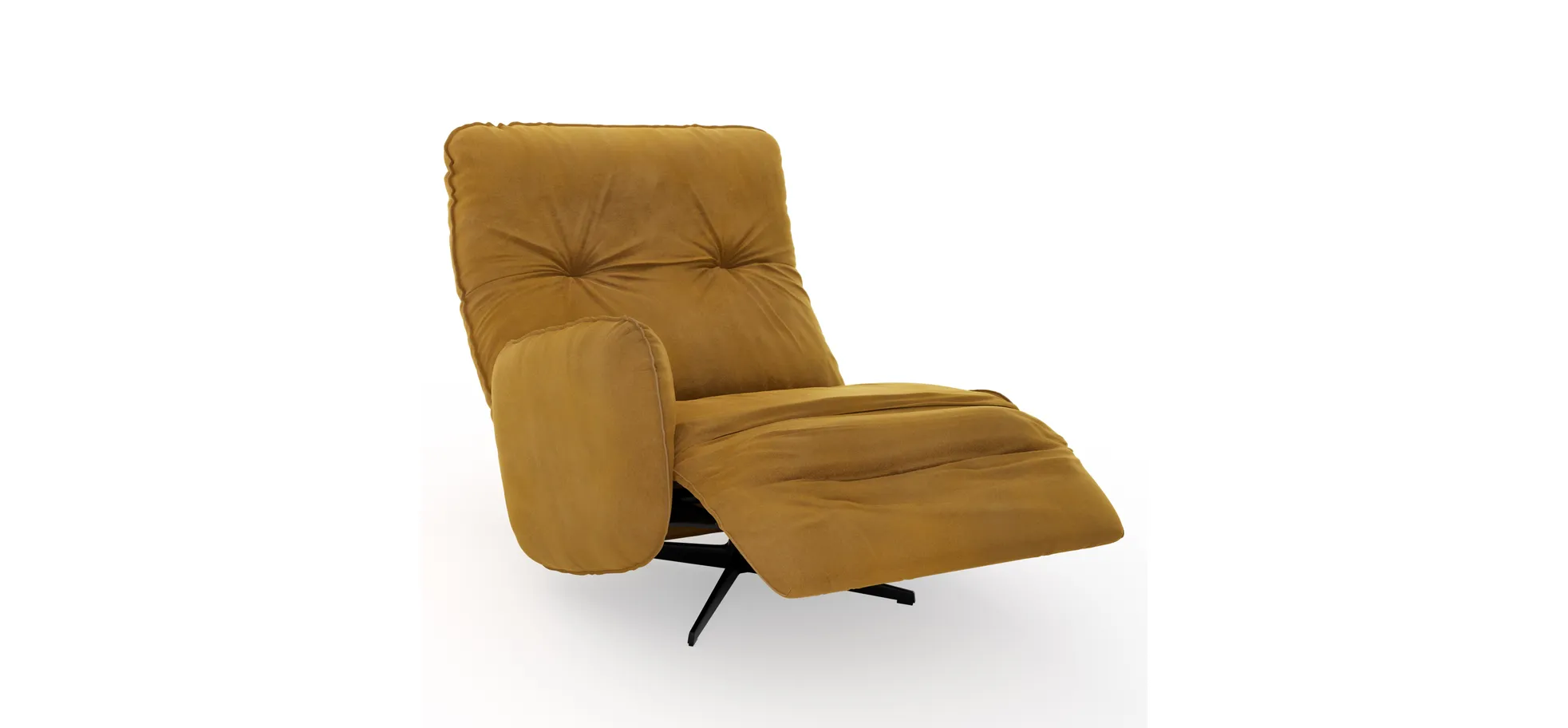 Loungesessel Lovere - Leder, Curry, Armlehne links