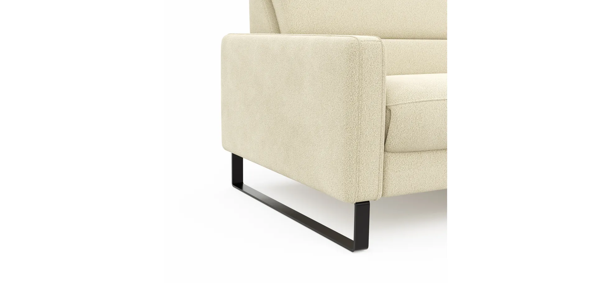 Ecksofa Valera - 3-Sitzer mit Longchair rechts inkl. Rückenlehne verstellbar, Stoff, Natur
