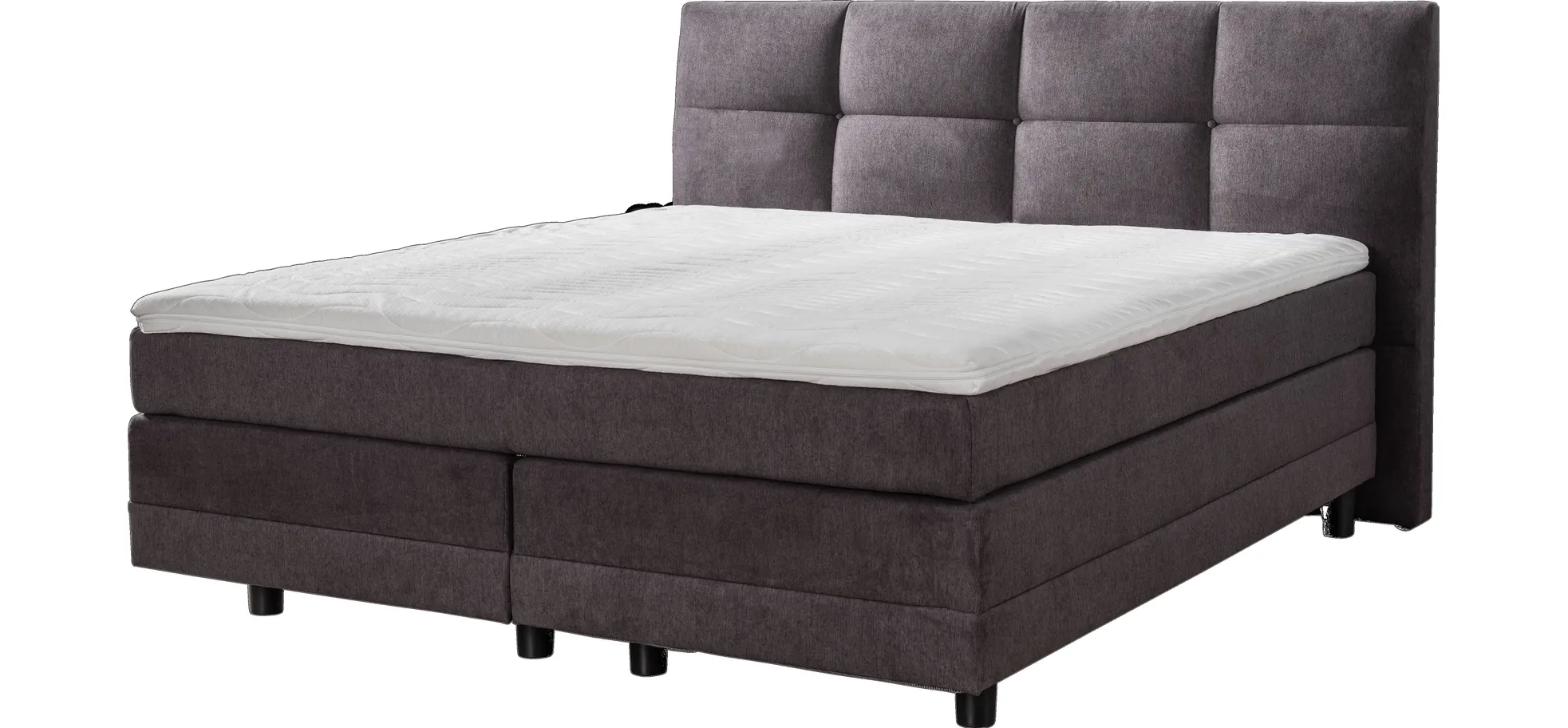 Boxspringbett - Liegefläche ca. 180x200 cm, Stoff, Dunkelgrau