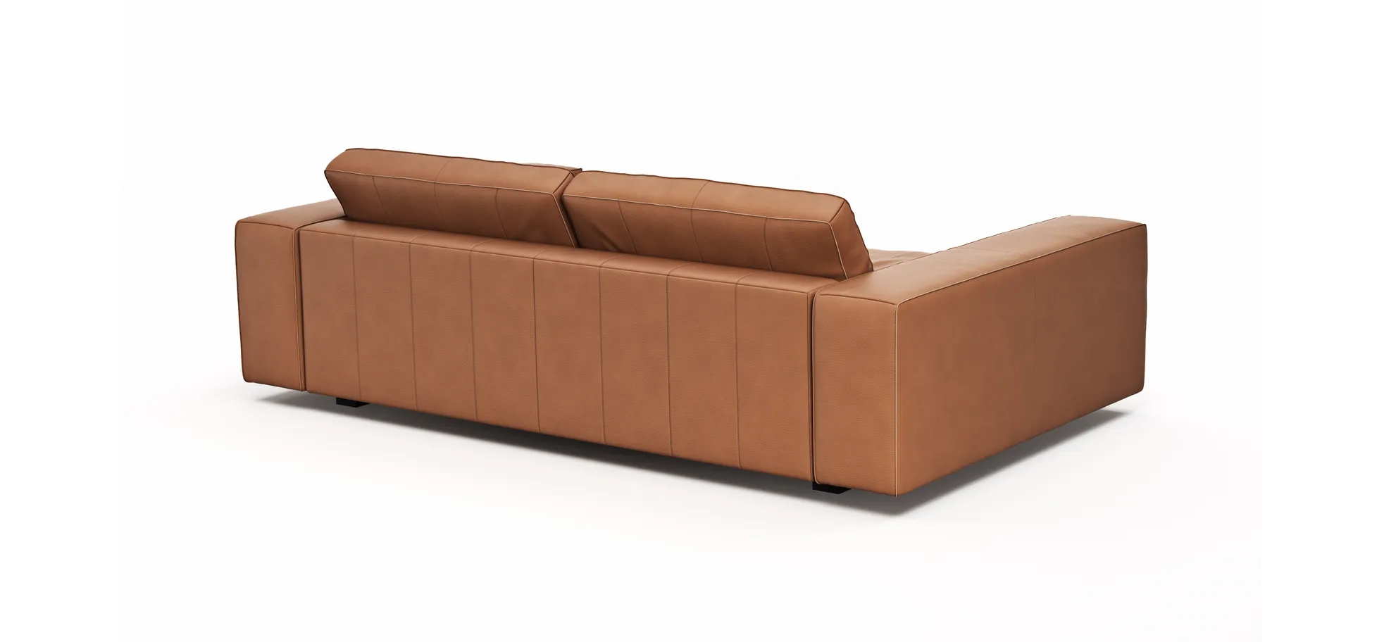 Sofa Aprino 1 - 3,5-Sitzer XXL, Dickleder, Cognac, Armlehne Block breit