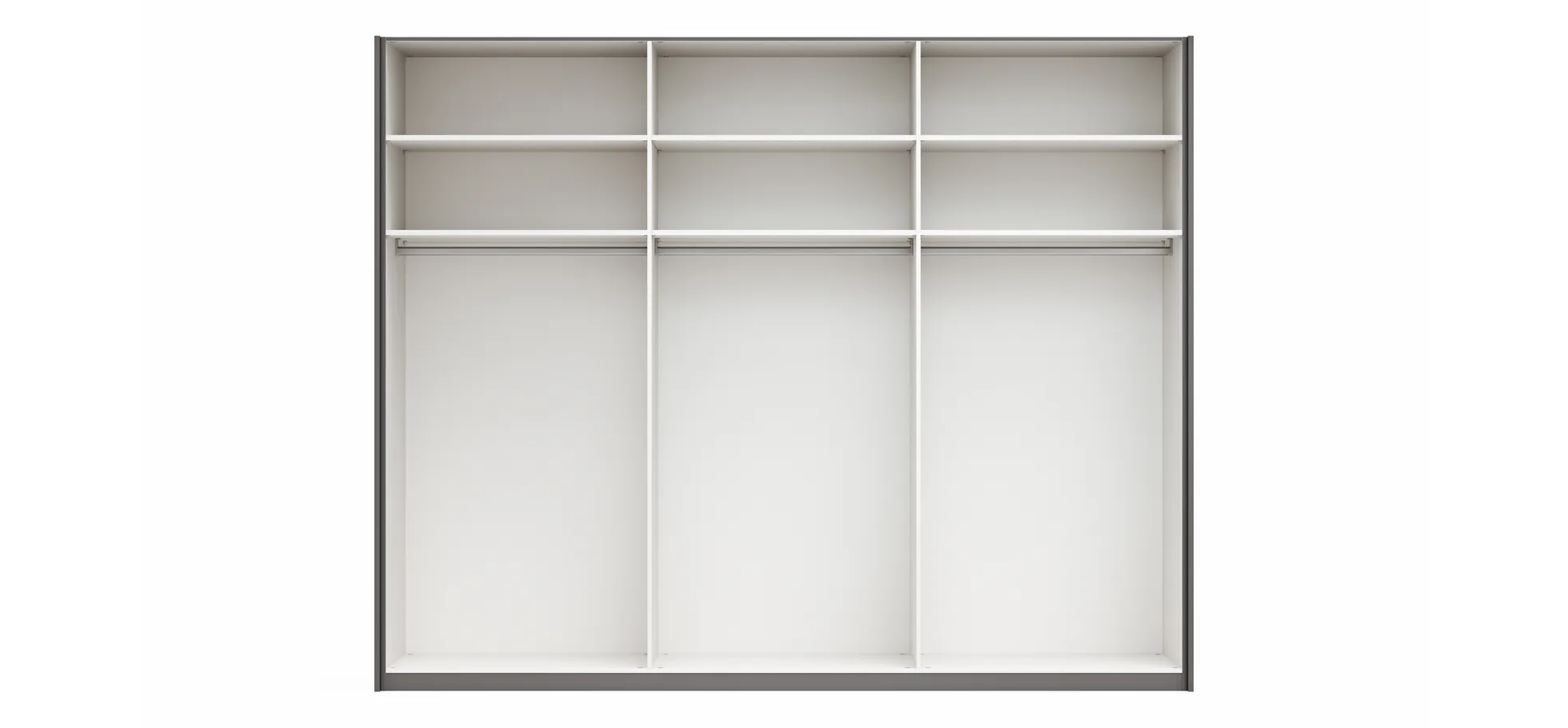 Drehtürenschrank Viana - B ca. 303 cm, Lack, Steingrau, Riffholz, Wildeiche