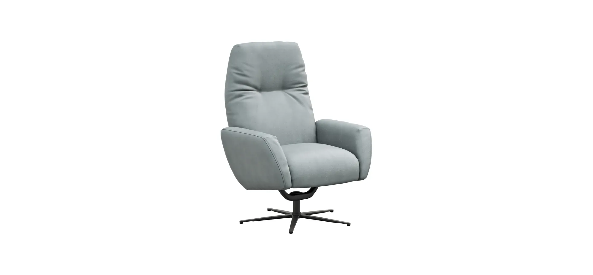 Einzelsessel Terni - Relaxfunktion, Sternfuss, Leder, Hellblau 117669