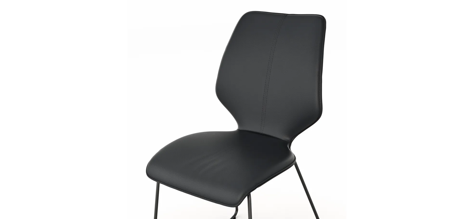 Stuhl Penthouse - Leder, Schwarz, Kufen, Anthrazit