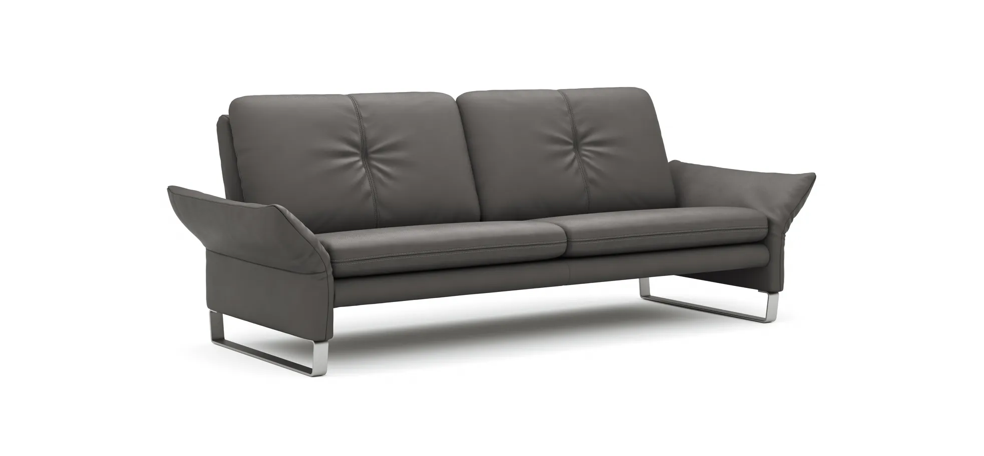 Sofa Tenero - 3-Sitzer inkl. Armlehne verstellbar, Leder, Anthrazit
