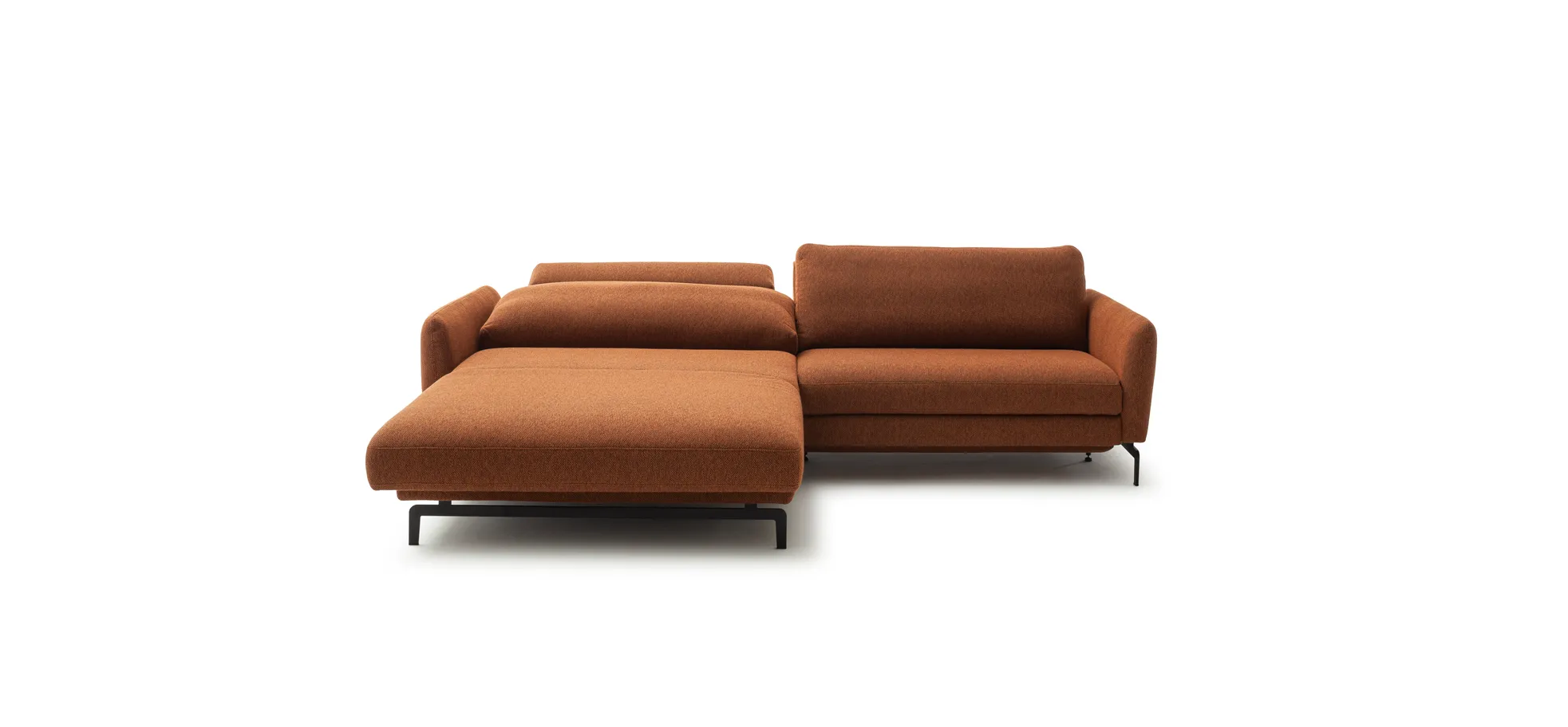 Ecksofa Enna - Longchair Links mit 1,75-Sitzer, inkl. motorischer Relaxfunktion, Stoff, Terracotta
