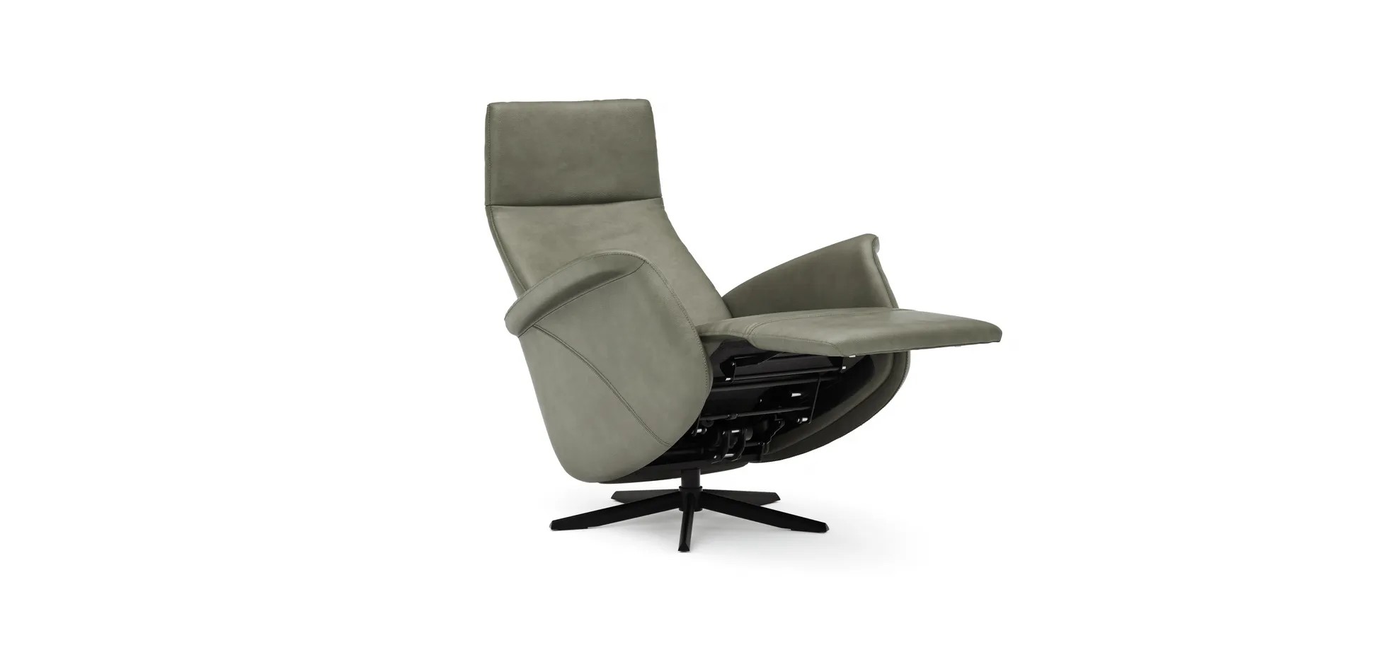 Sessel Girona - Relaxfunktion (motorisch), Leder, Moos