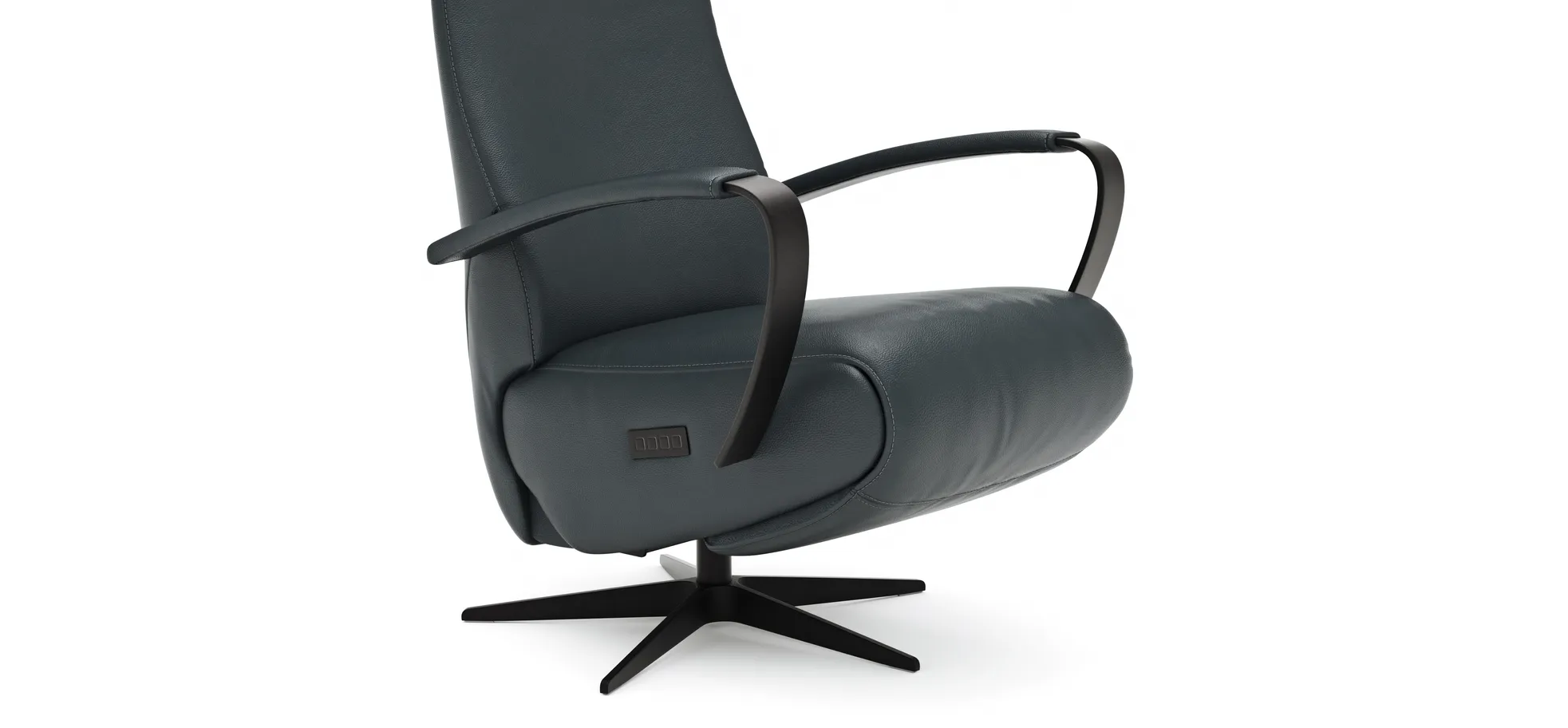 Relaxsessel Girona - Relaxfunktion (motorisch), Leder, Graphit