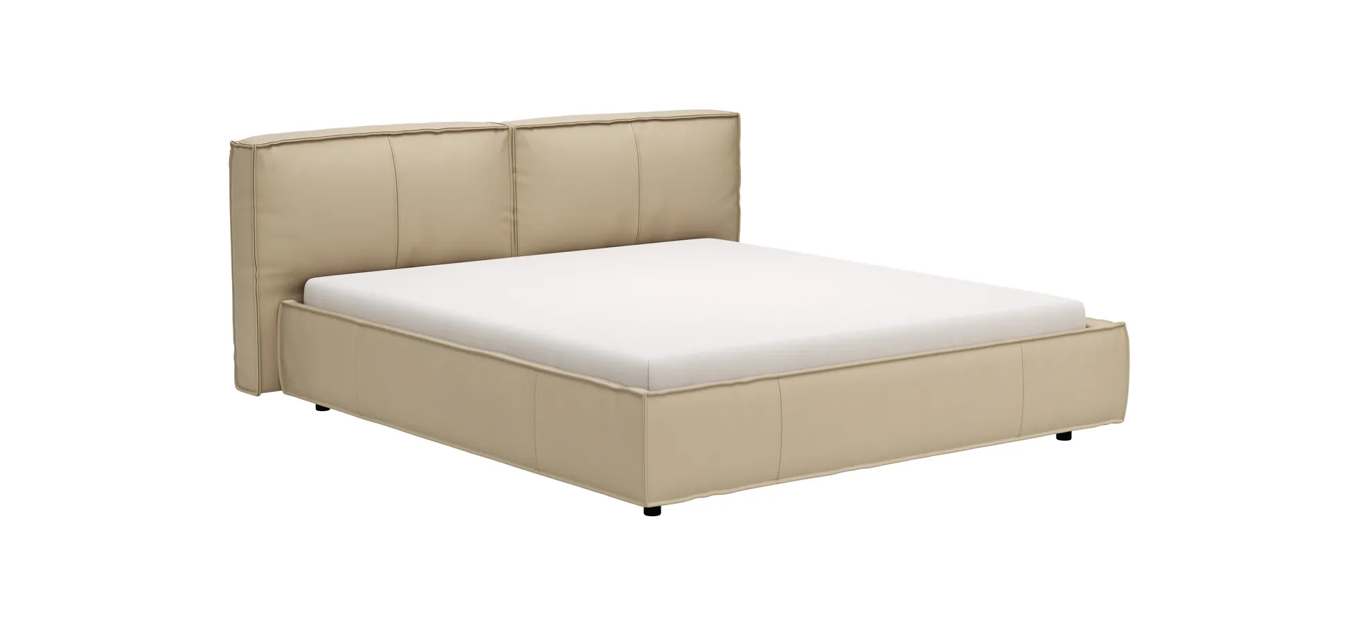 Bett Alvito - Liegefläche ca. 180x200 cm, Leder, Cappuccino