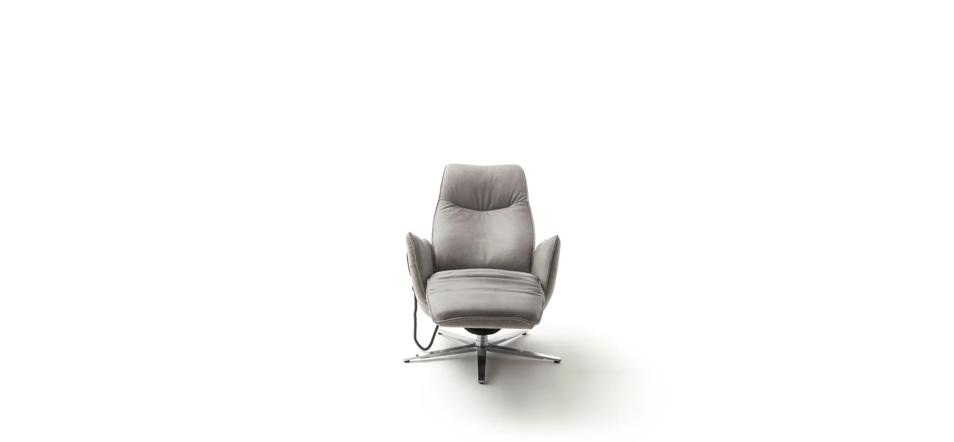 Relaxsessel Marsala - inklusive motorischer Verstellung, Leder, Grau, Stoff, Grau
