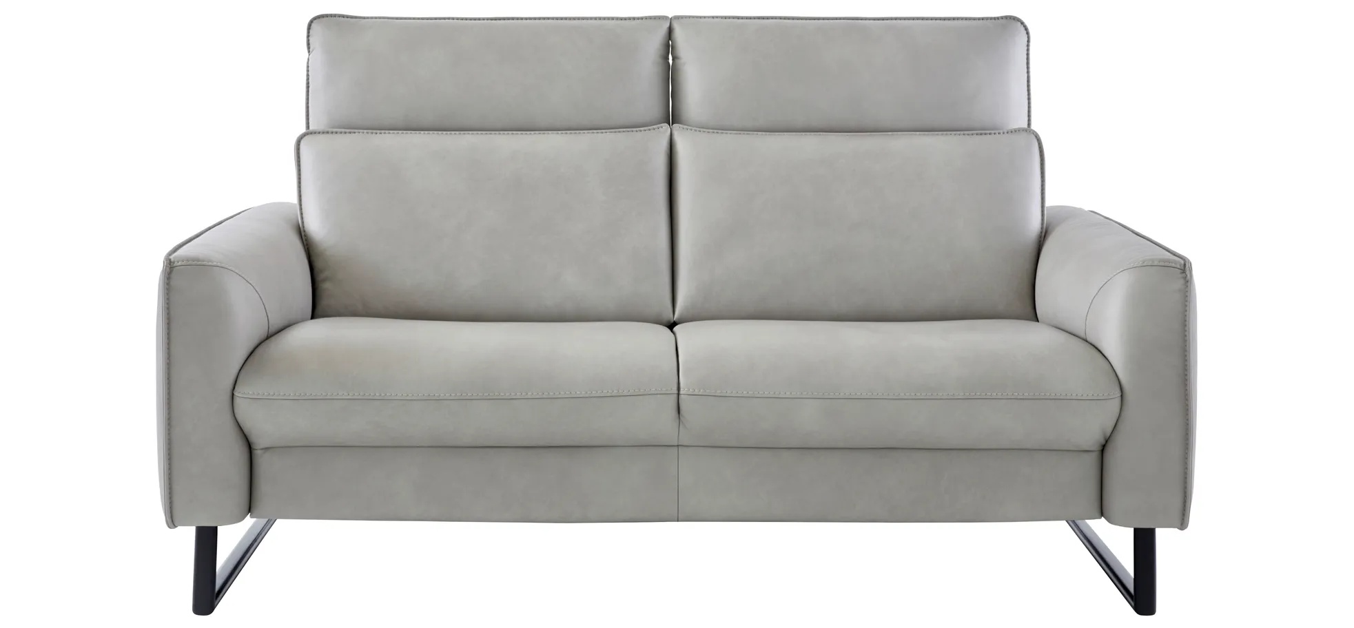 Sofa Avela - 2-Sitzer inkl. Kopfteil verstellbar, Leder, Steingrau 9158703