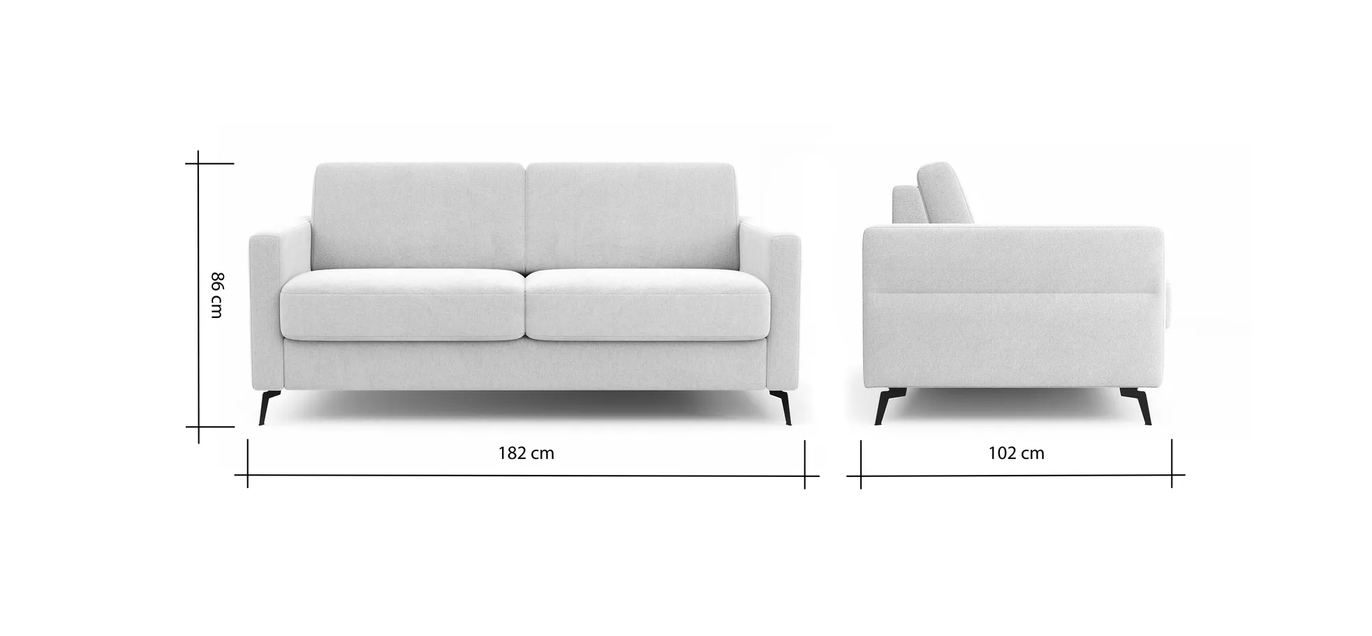 Schlafsofa Laredo - 2,5-Sitzer inkl. Schlaffunktion und Armlehne klappbar, Stoff, Offwhite