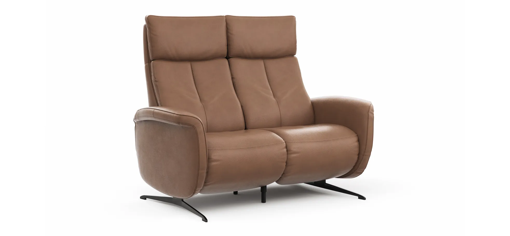 Sofa Sitz.Konzept Sofa - 2-Sitzer inkl. Relaxfunktion (motorisch) und Kopfteilverstellung, Leder, Cognac
