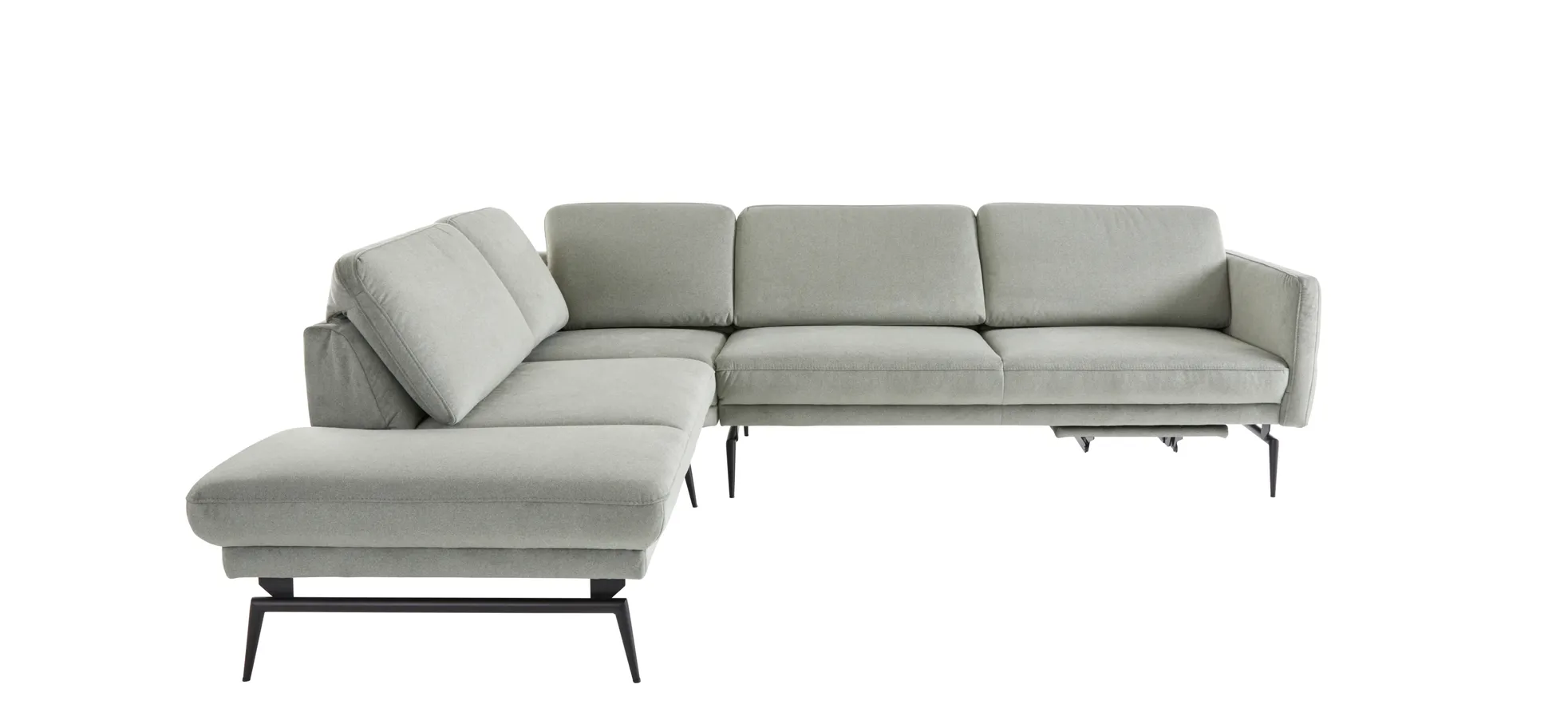 Ecksofa Estrela - Ecke links mit 2,5-Sitzer inkl. Rücken-/Armlehne verstellbar, Stoff, Schlammgrün 200232