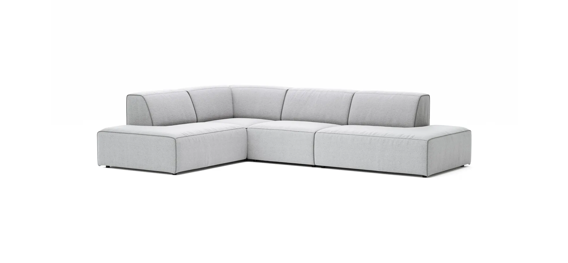 Ecksofa Elementos - Ecke links mit 1-Sitzer und Abschlusselement, Stoff, Hellgrau