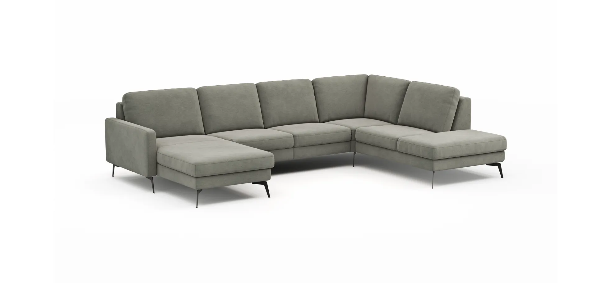 Wohnlandschaft Enna - Longchair links, 2,5-Sitzer, Ecke rechts, Stoff, Grau