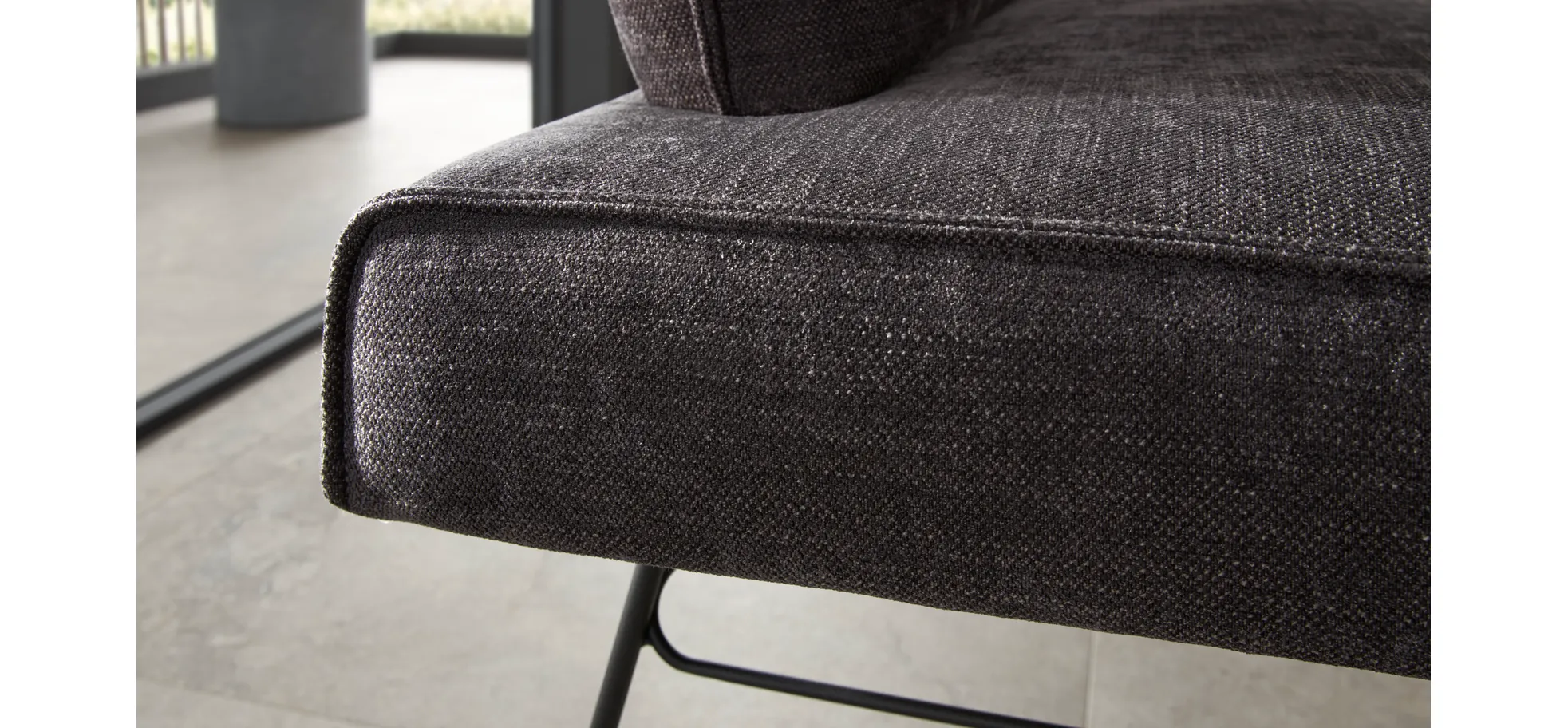 Polsterbank Elda - Breite ca. 184 cm, Stoff, Anthrazit