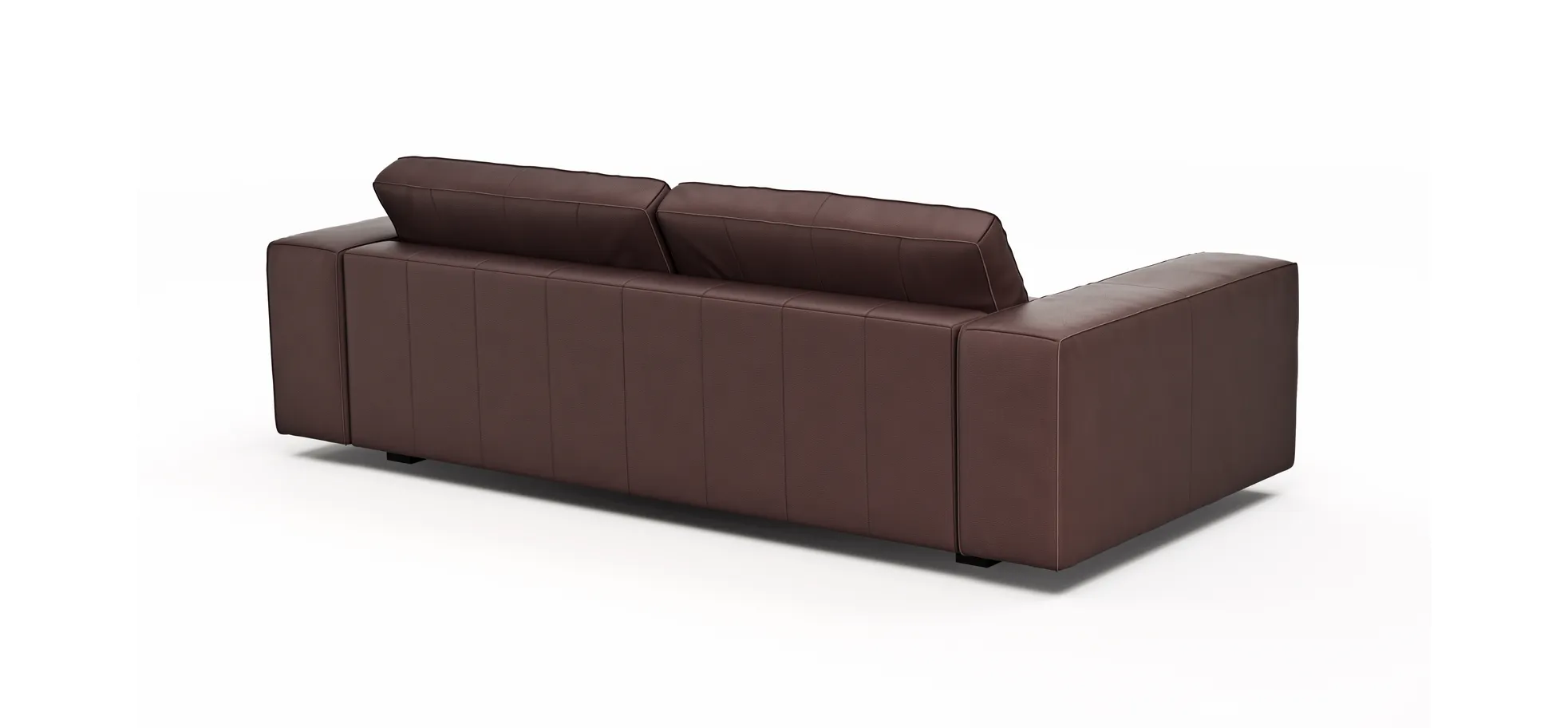 Sofa Aprino 1 - 3,5-Sitzer L, Dickleder, Dunkelbraun, Armlehne Block breit