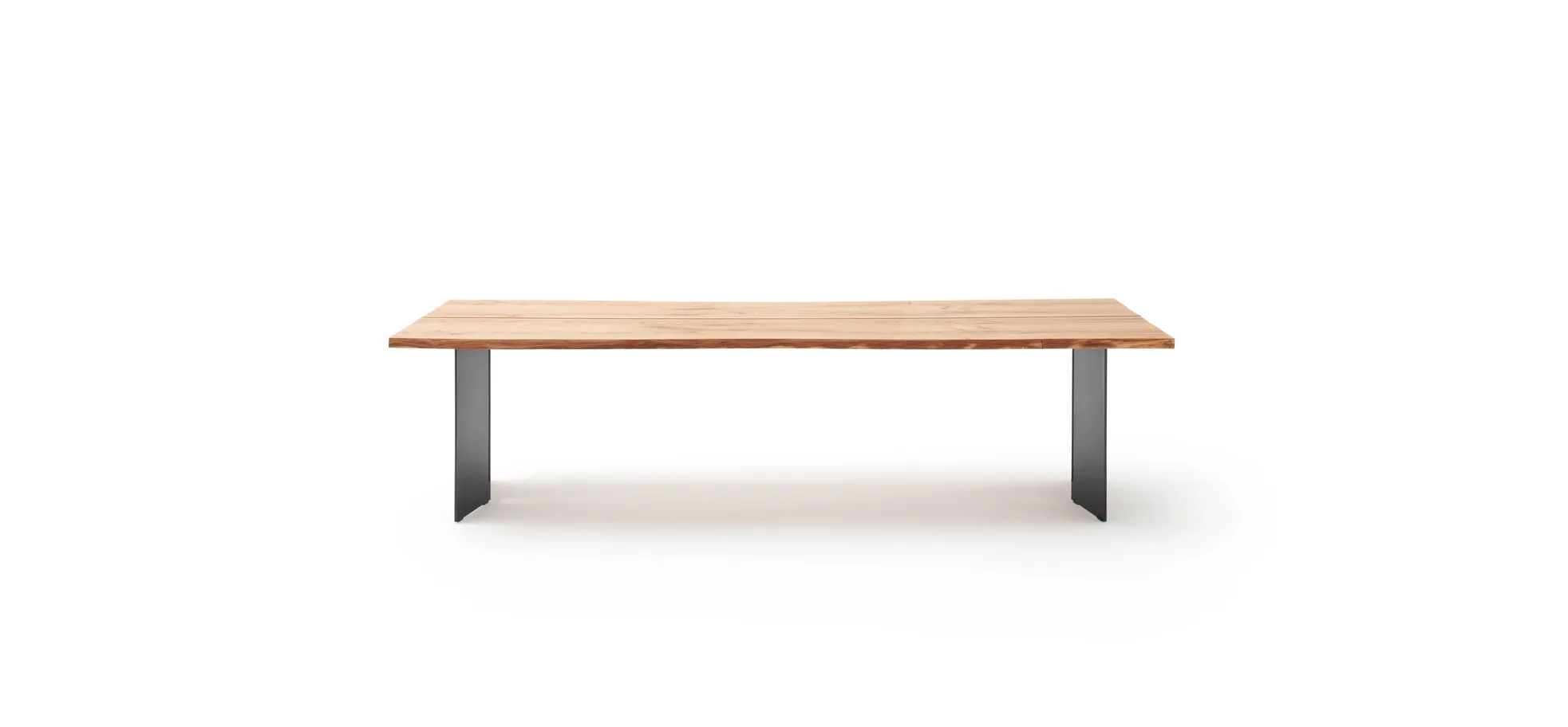 Esstisch Duna - ca. 300x100 cm, Wildeiche Massiv geölt, Stahlwange