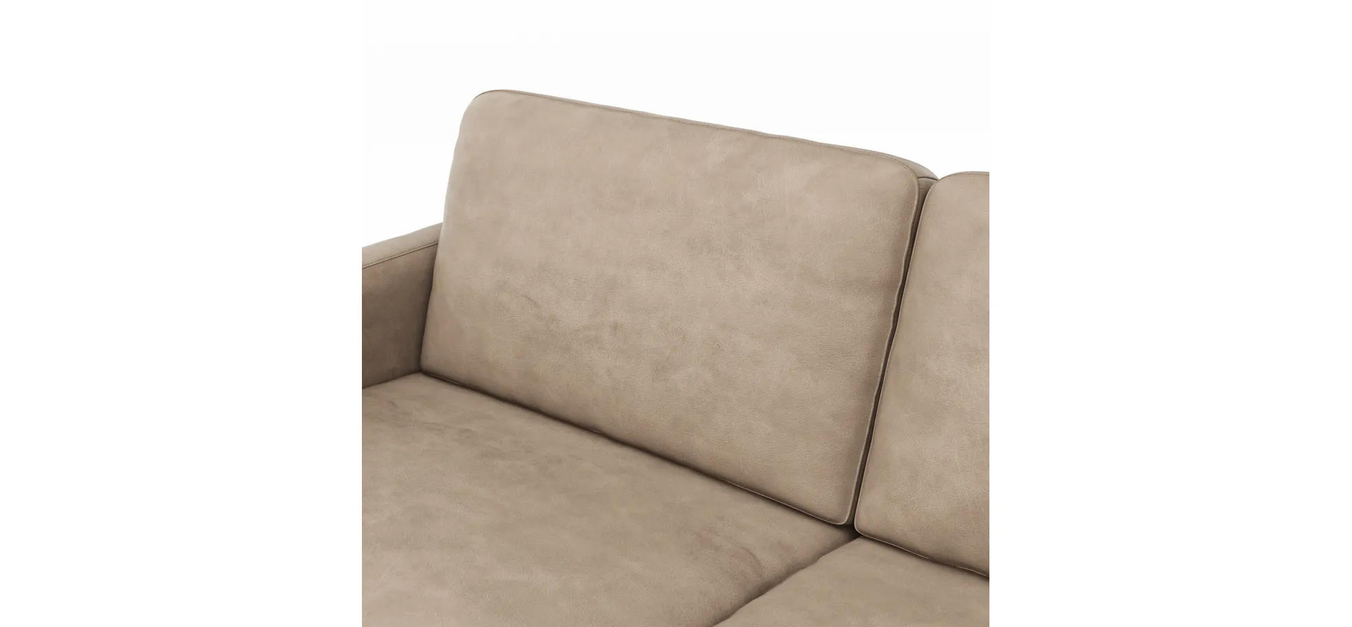 Sofa Enna - 3,5-Sitzer, Armlehne A, Leder, Taupe, Kufe, Schwarz