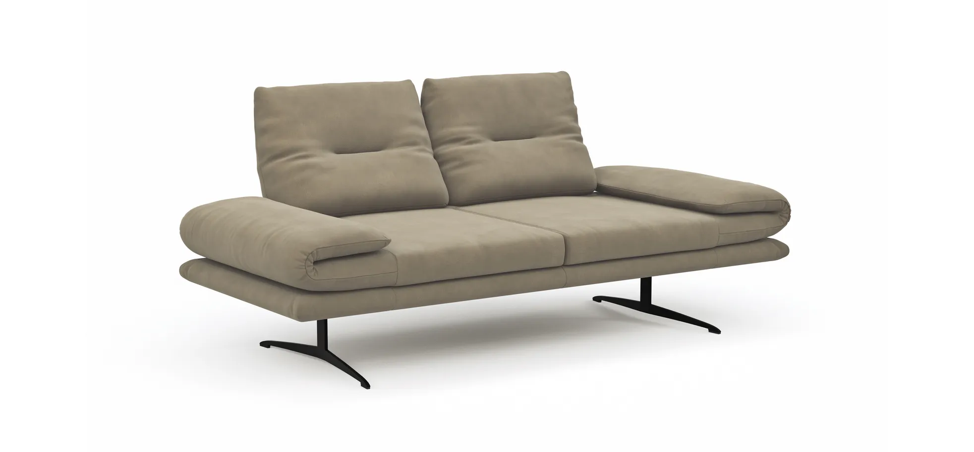 Sofa Lucero - 2,5-Sitzer inkl. Rückenlehne und Sitztiefe verstellbar, Leder, Taupe 