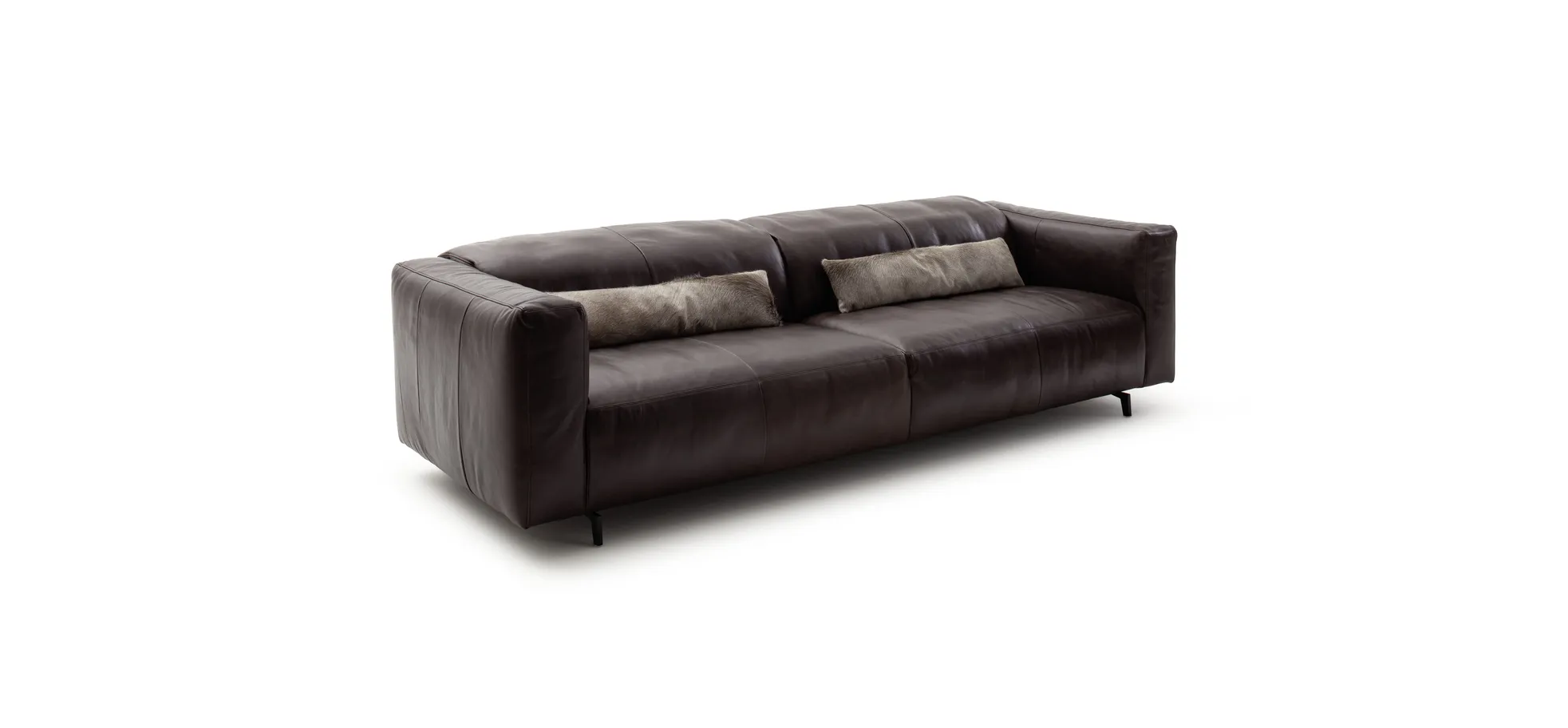 Sofa Arrezo - Leder, Tabakbraun, Rücken verstellbar