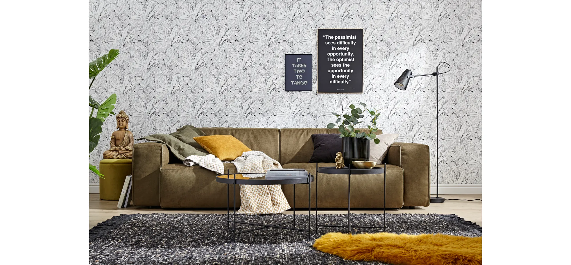 Sofa Elementos - 3 Sitzer, Stoff, Olive