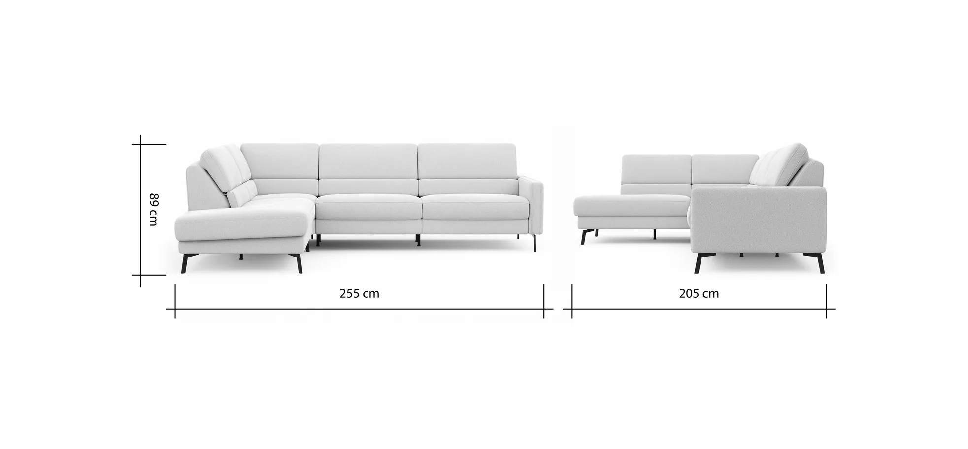 Ecksofa Valera - Ecke mit 3-Sitzer rechts inkl. Rückenlehne verstellbar, Stoff, Natur